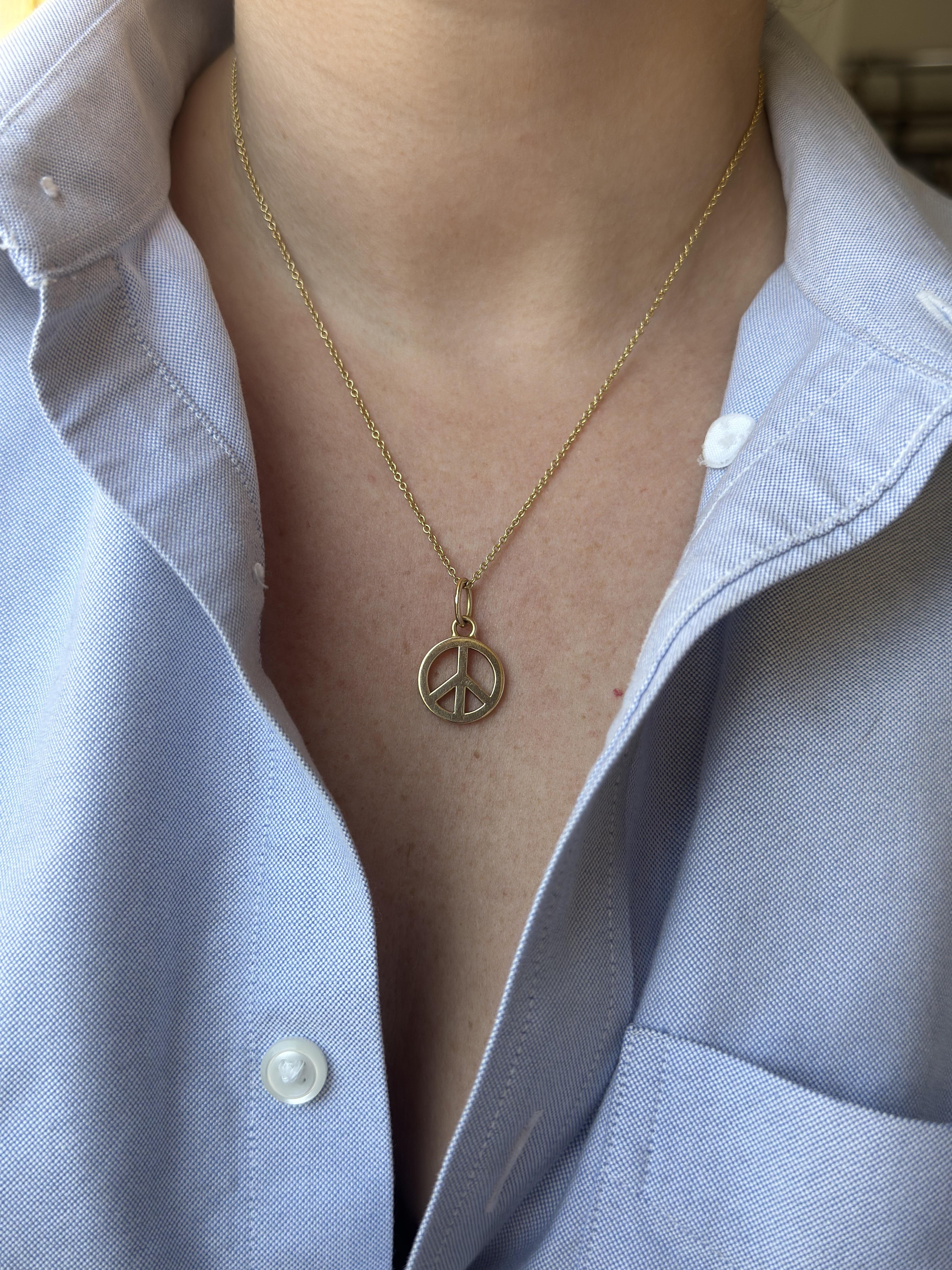 Tiffany & Co Elsa Peretti Peace Sign Gold Pendant Necklace