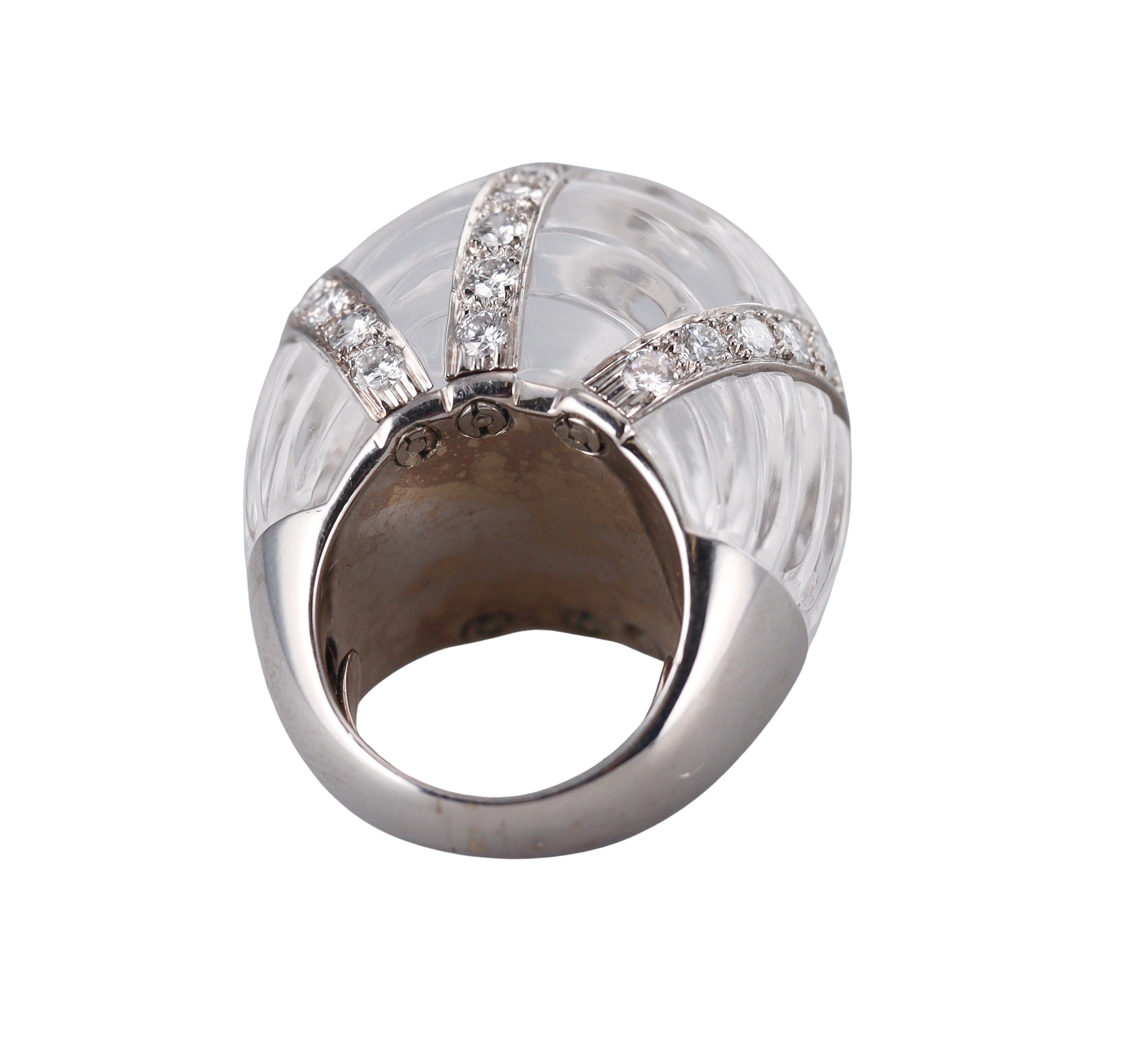 David Webb Lombard Carved Crystal Diamond Gold Platinum Ring
