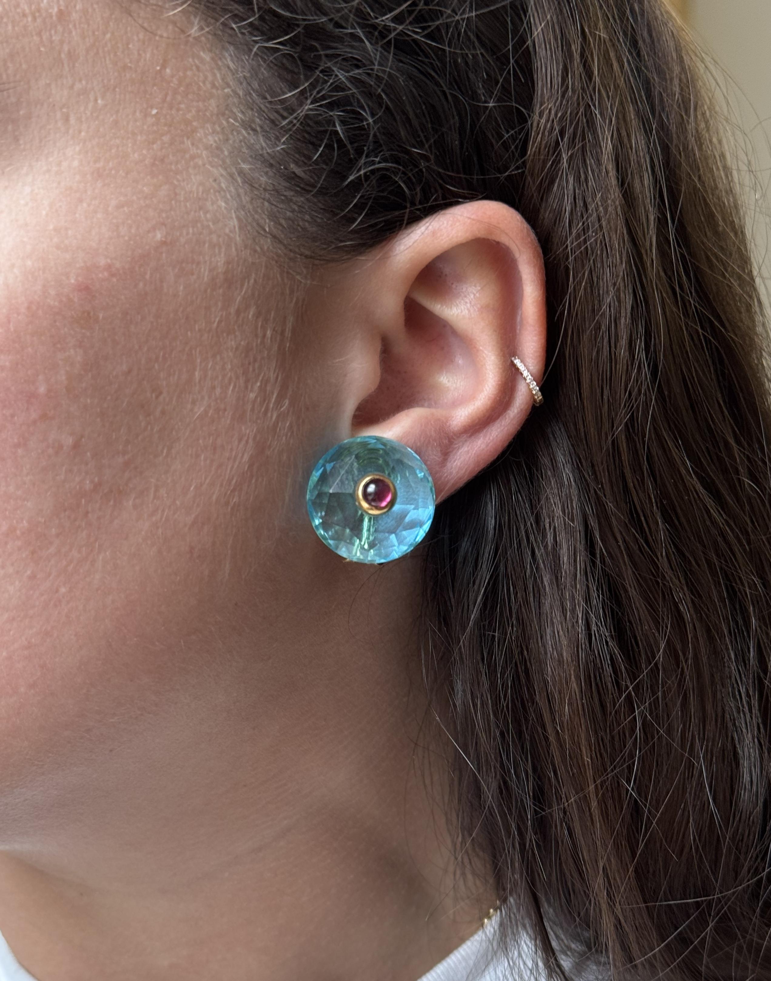 Antonini Blue Topaz Tourmaline Gold Earrings