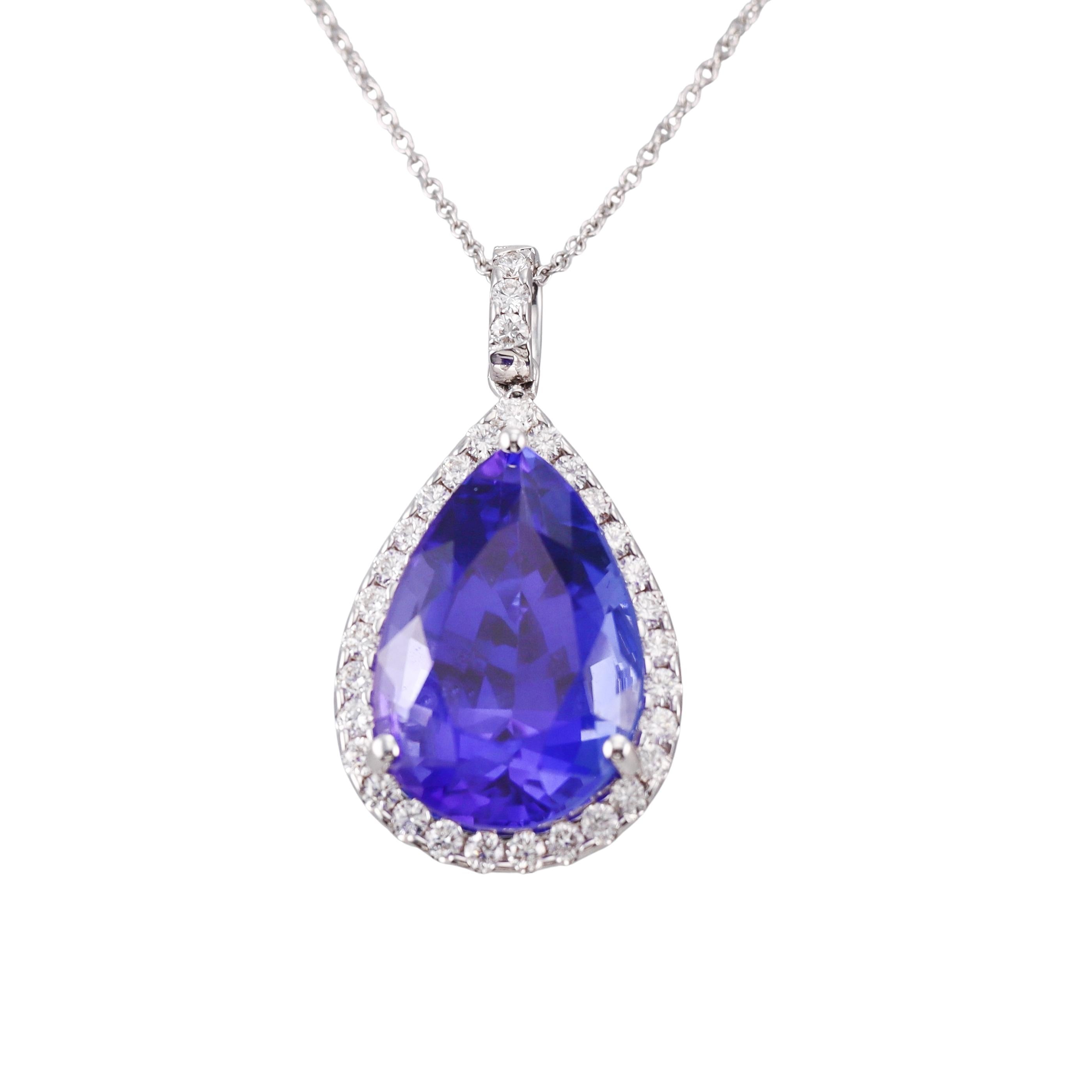 17.38ct Tanzanite Diamond Gold Pendant Necklace