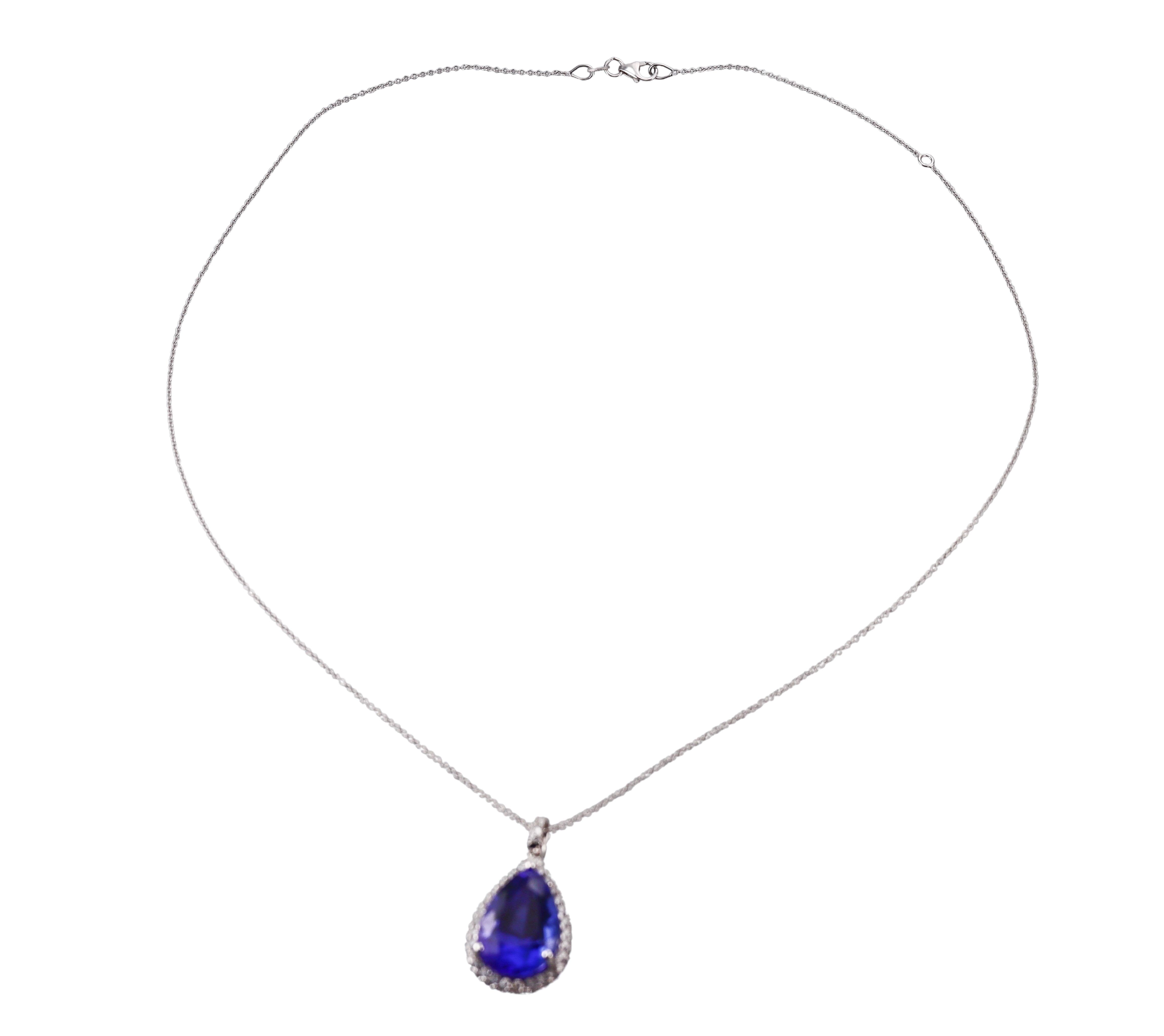 17.38ct Tanzanite Diamond Gold Pendant Necklace