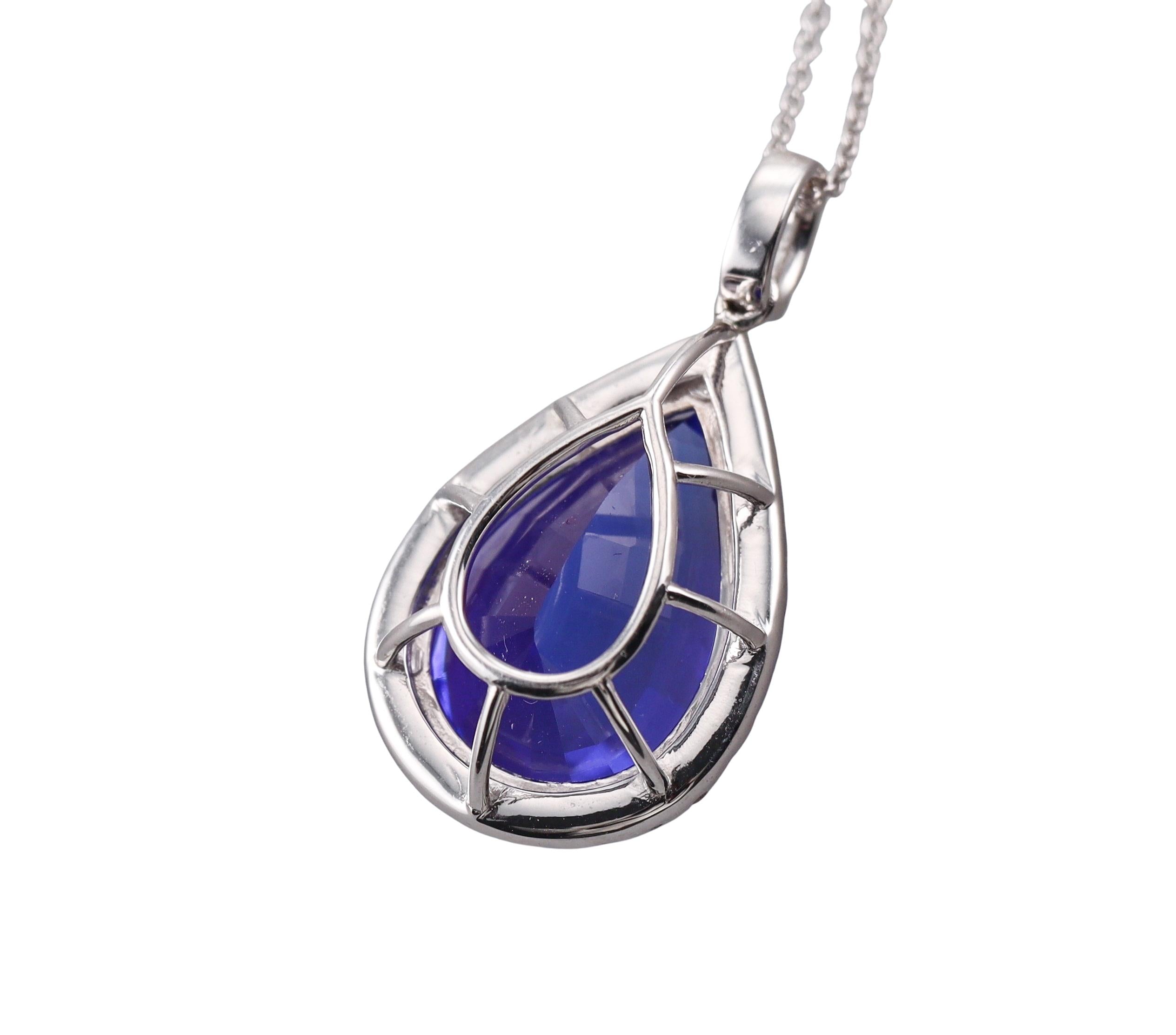 17.38ct Tanzanite Diamond Gold Pendant Necklace
