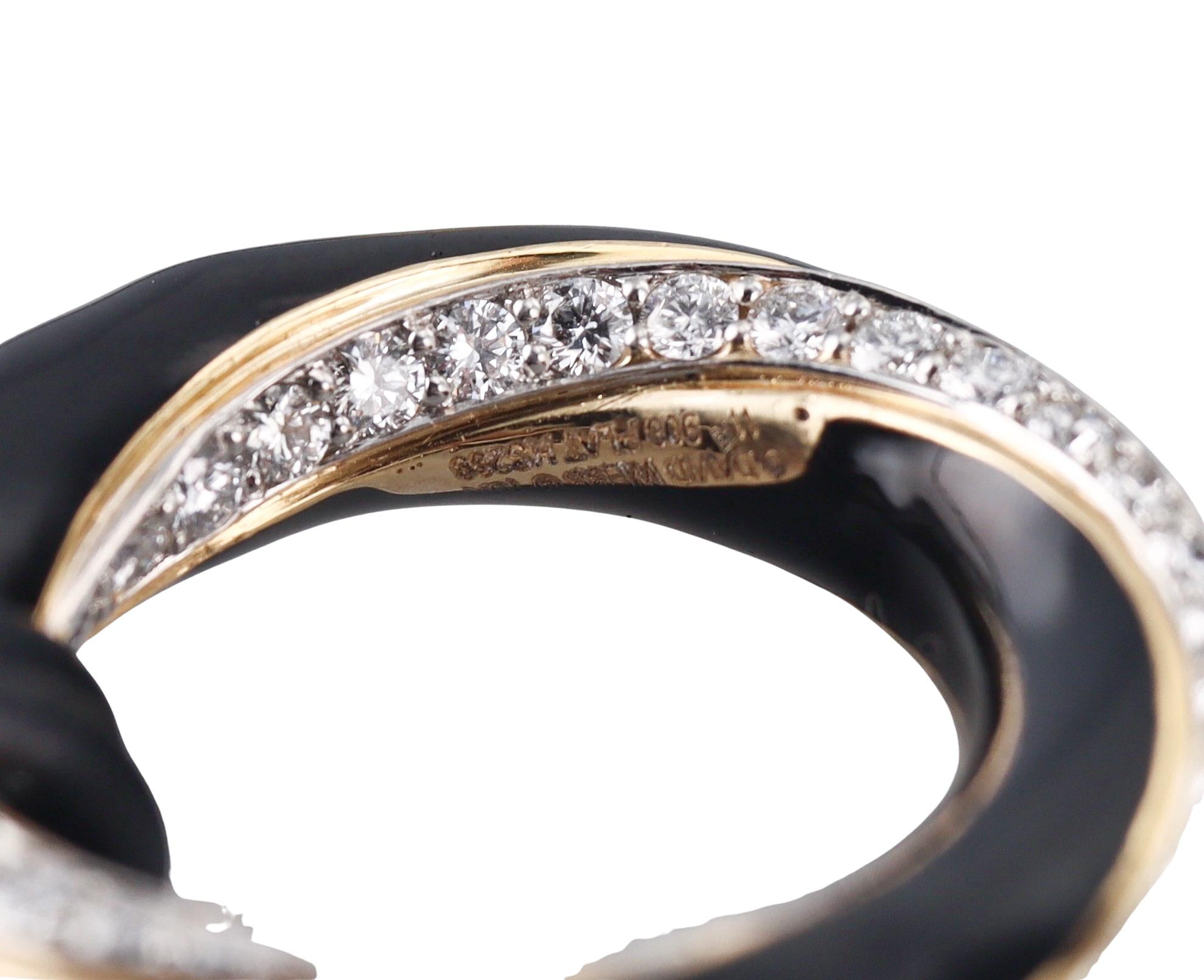 David Webb Gold Platinum Diamond Enamel Pendant Necklace