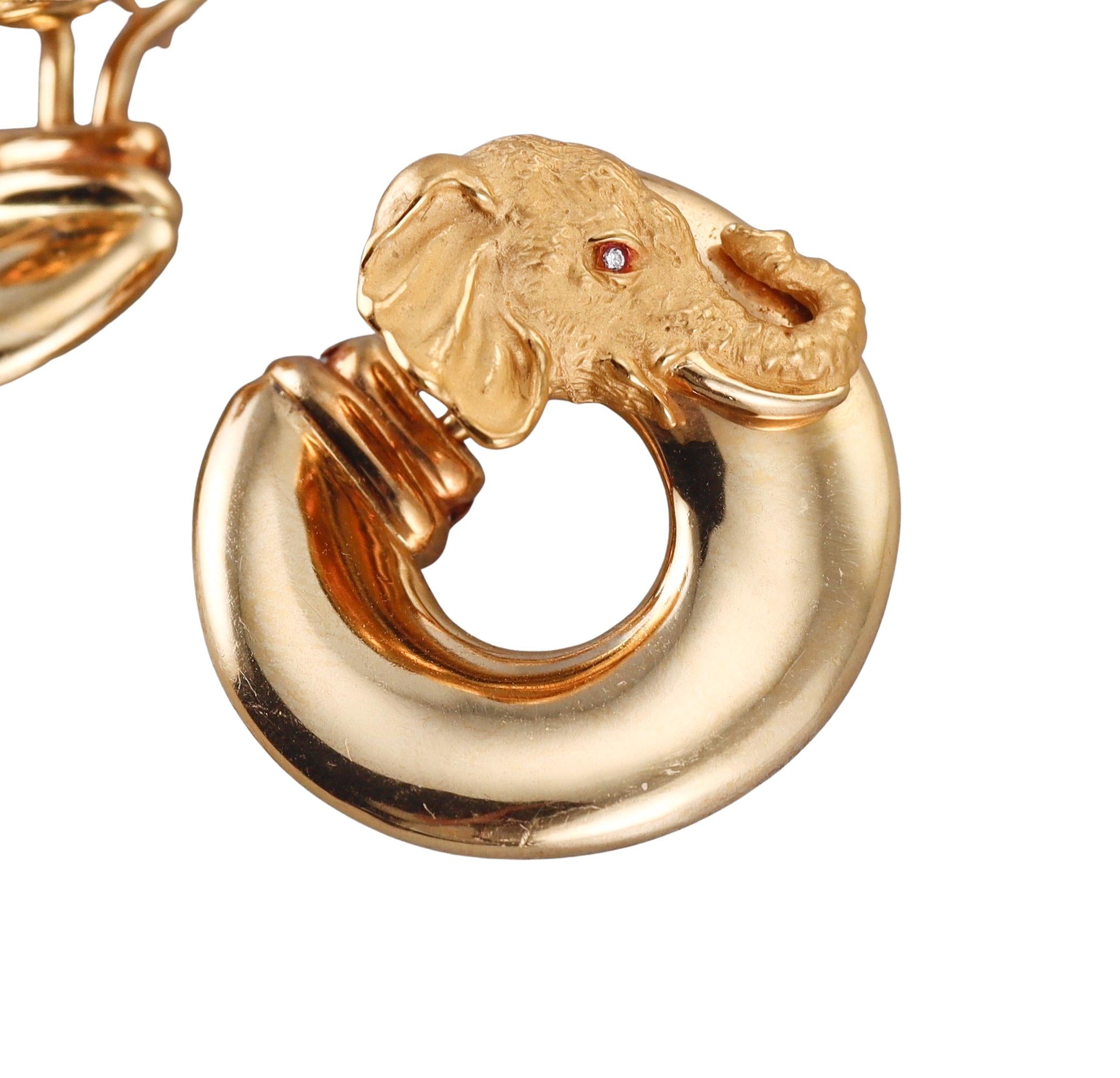 Carrera y Carrera Gold Diamond Elephant Earrings
