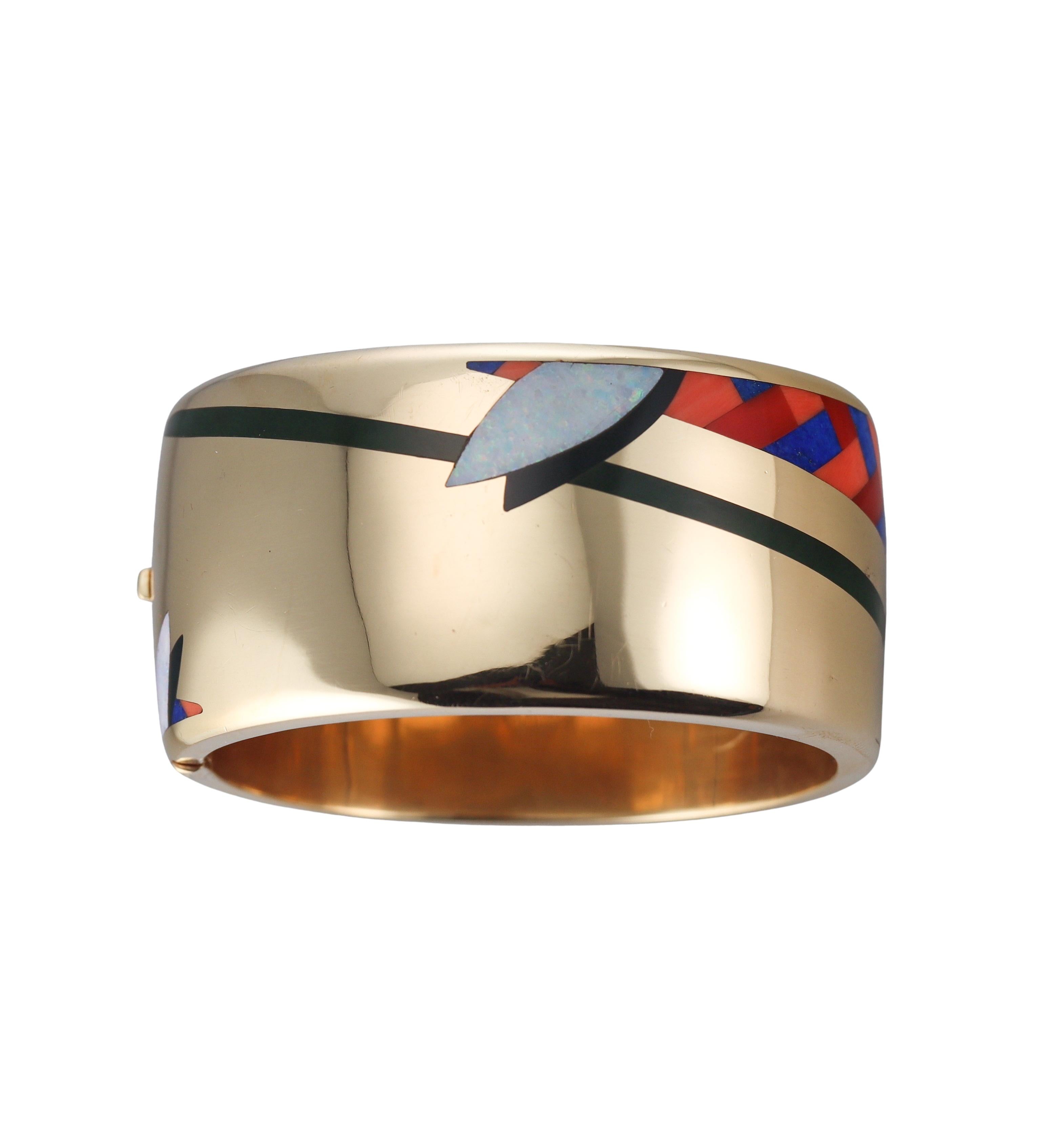 Tiffany & Co Angela Cummings Inlay Opal Lapis Coral Gold Bracelet