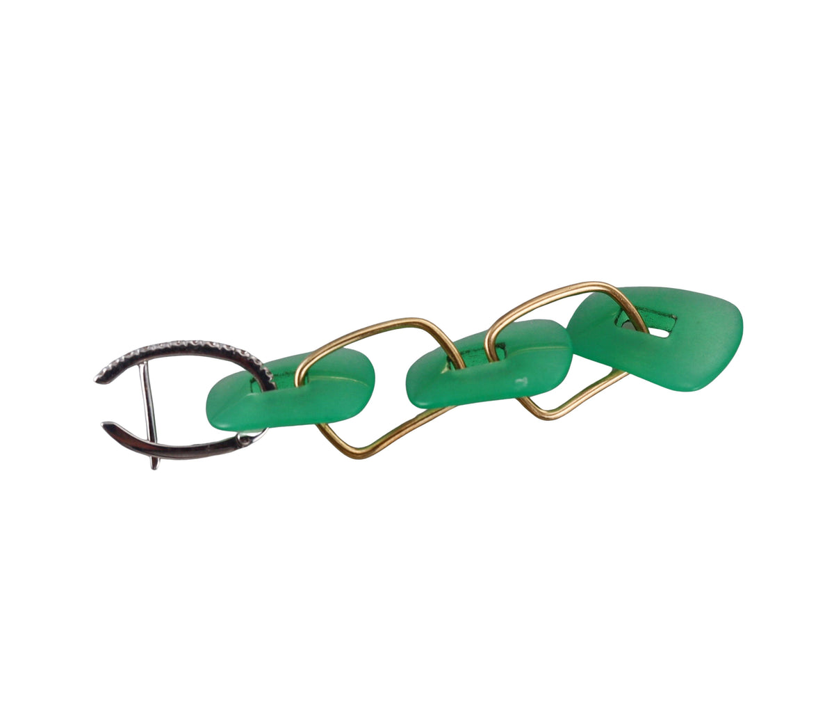 Mattioli Puzzle Diamond Chrysoprase Gold Triple Drop Earrings