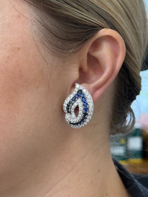 Adler Diamond Sapphire Gold Cocktail Earrings