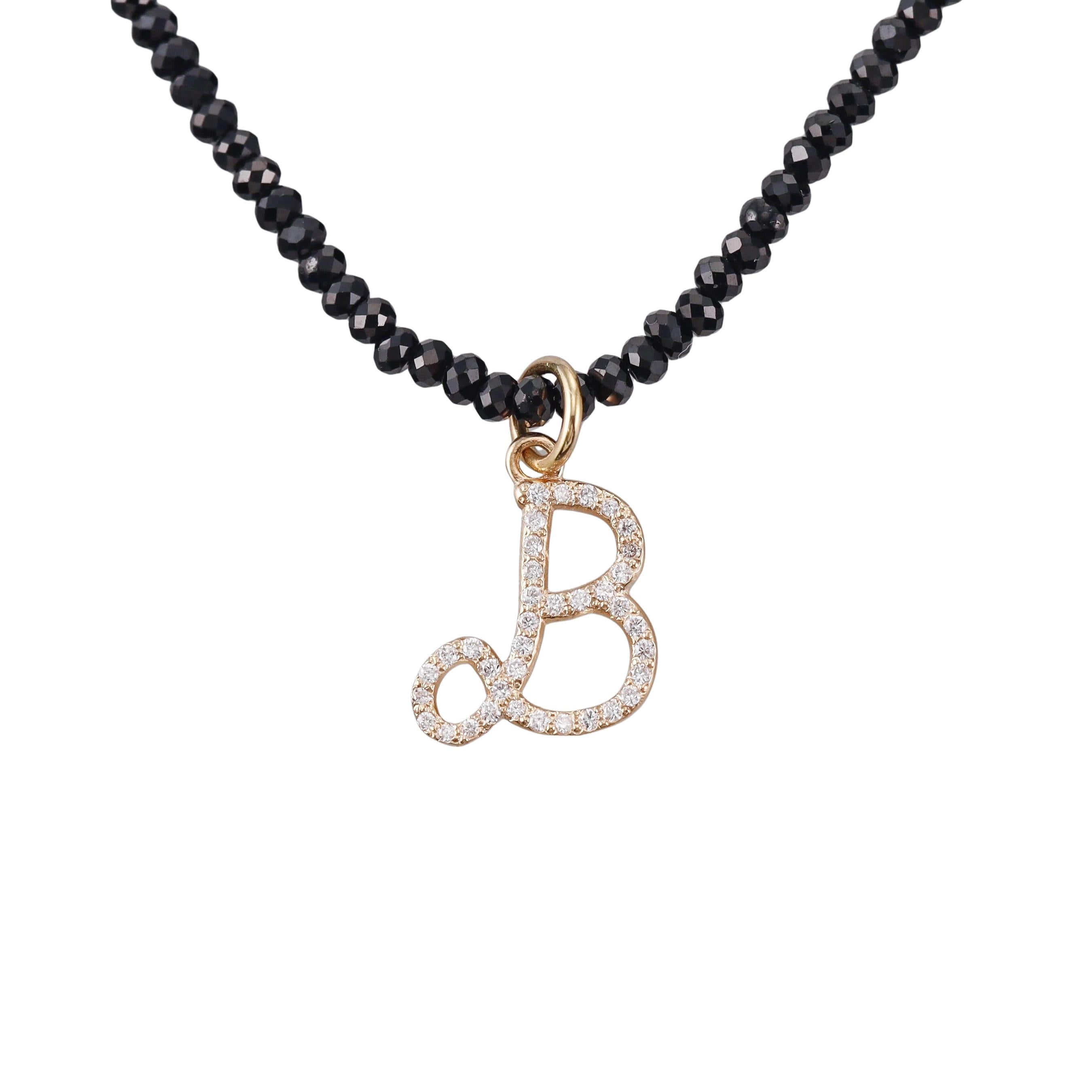 Mastrogioielli Gold Diamond Spinel Letter B Charm Necklace