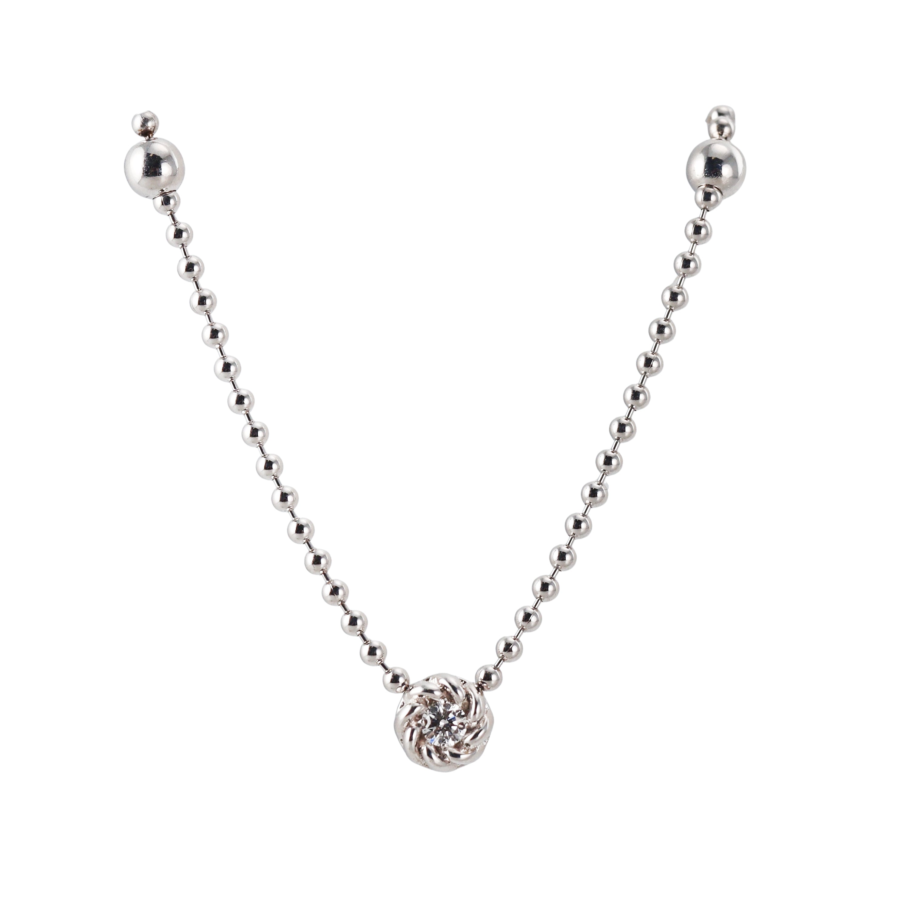 Roberto Coin White Gold Diamond Ball Chain Necklace