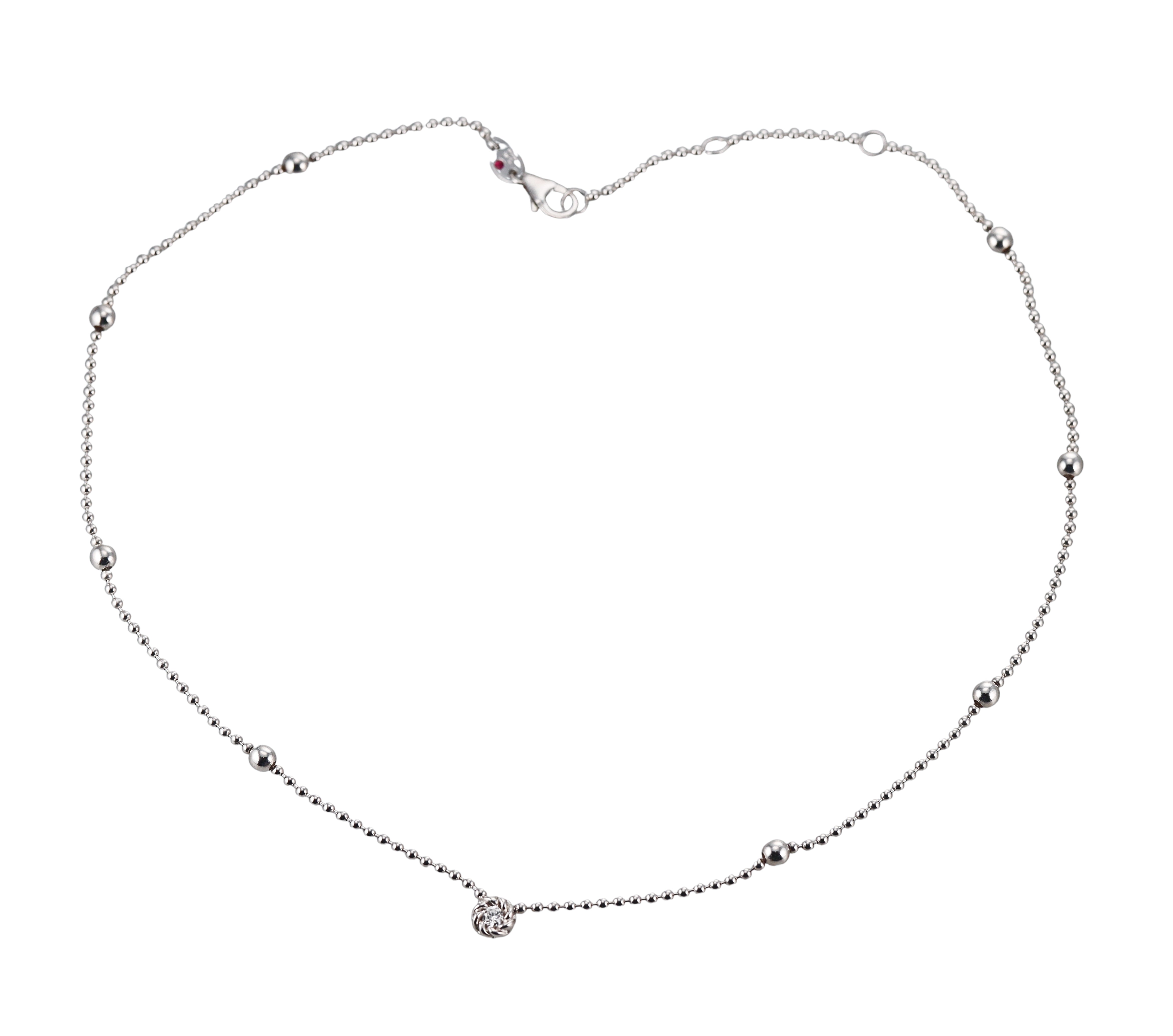 Roberto Coin White Gold Diamond Ball Chain Necklace
