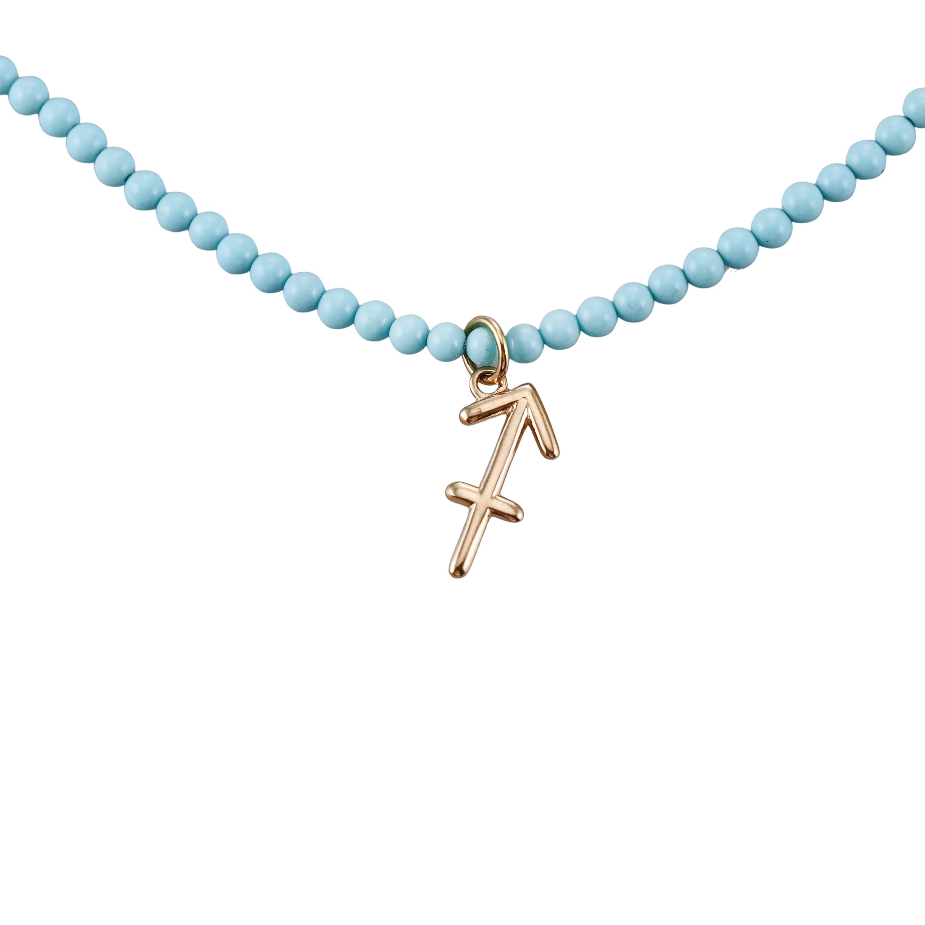 Mastrogioielli Gold Turquoise Sagittarius Zodiac Charm Necklace