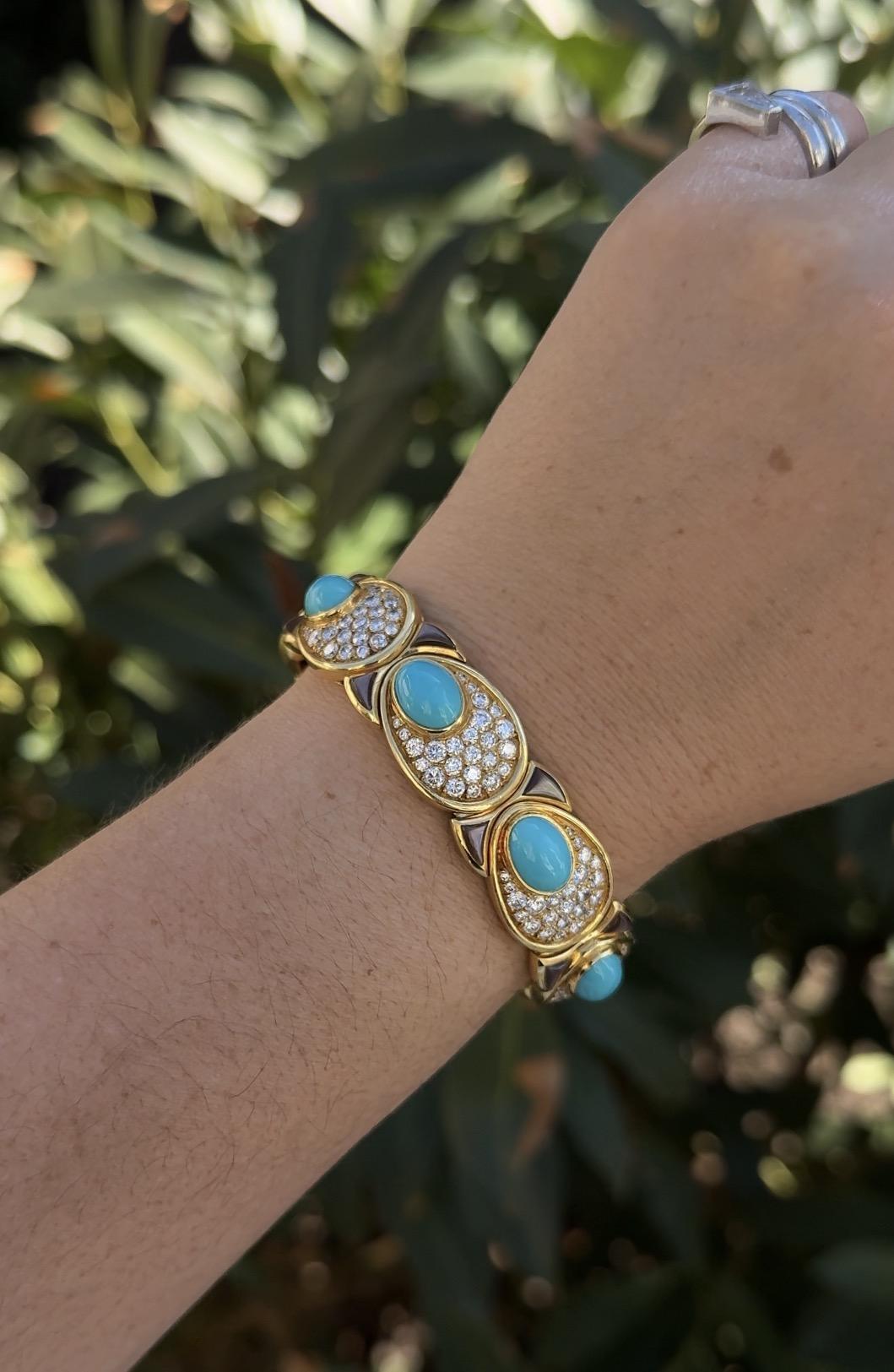 Marina B Huitre Turquoise Diamond Gold Bracelet