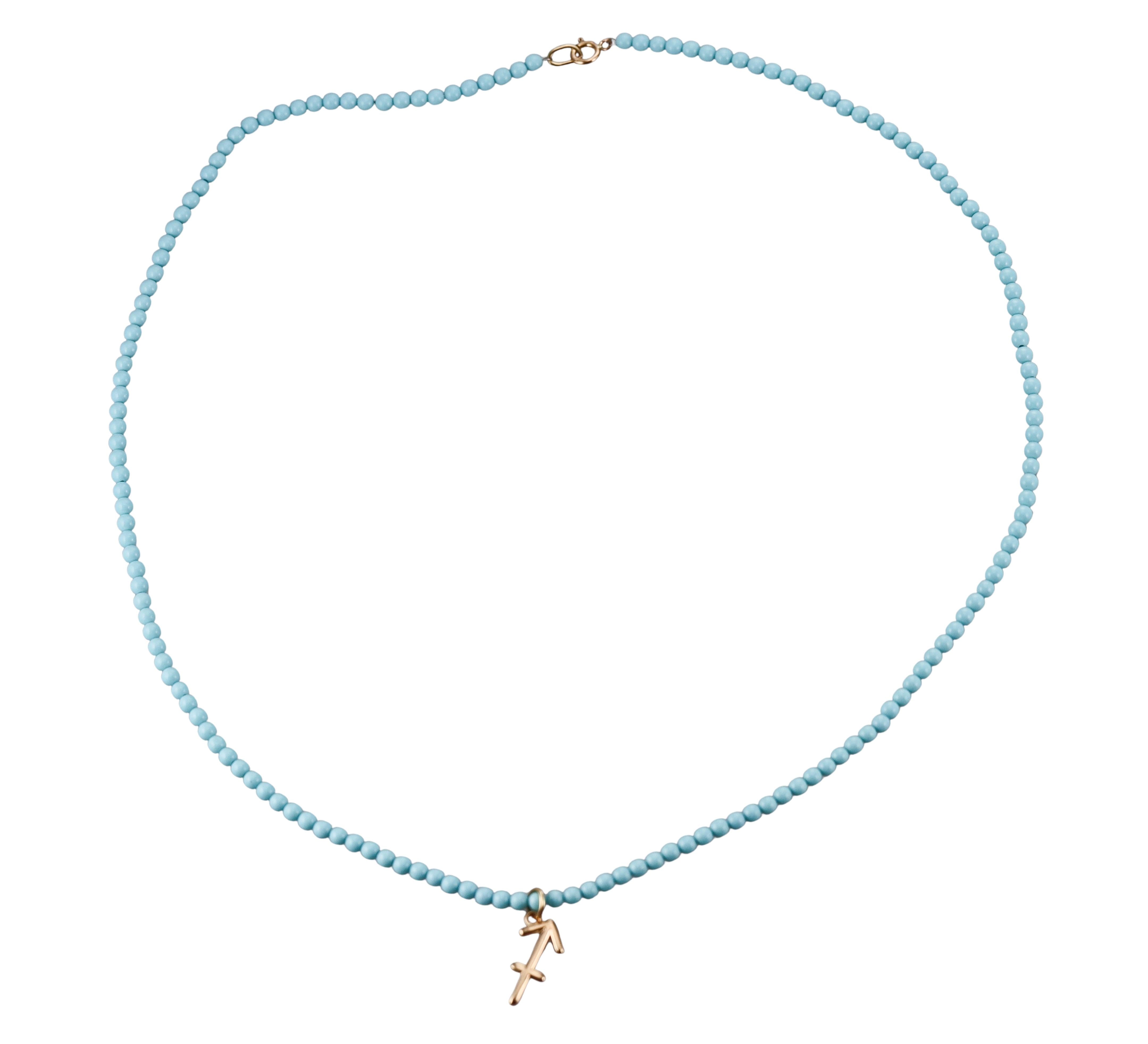 Mastrogioielli Gold Turquoise Sagittarius Zodiac Charm Necklace