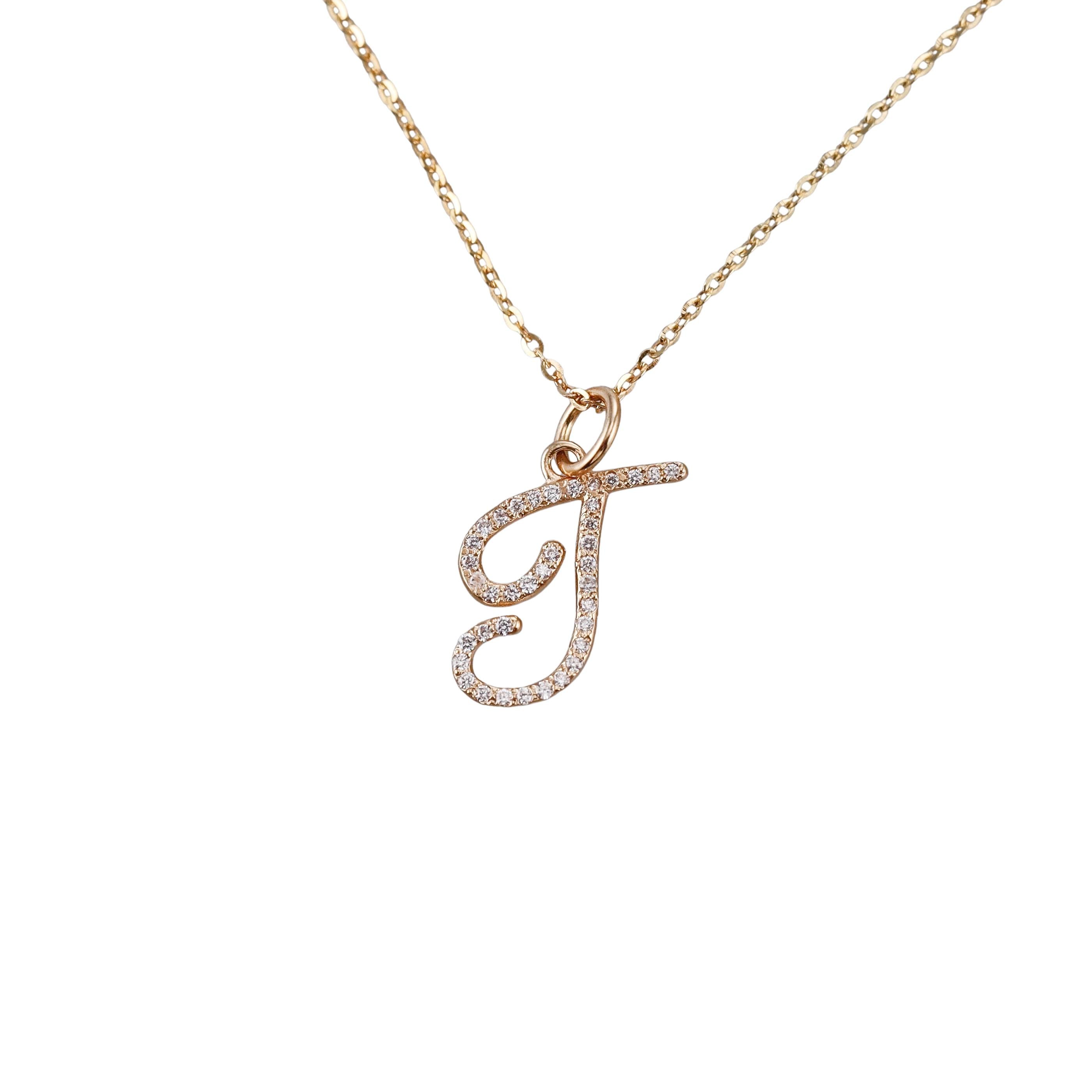 Mastrogioielli Gold Diamond Letter T Charm Necklace