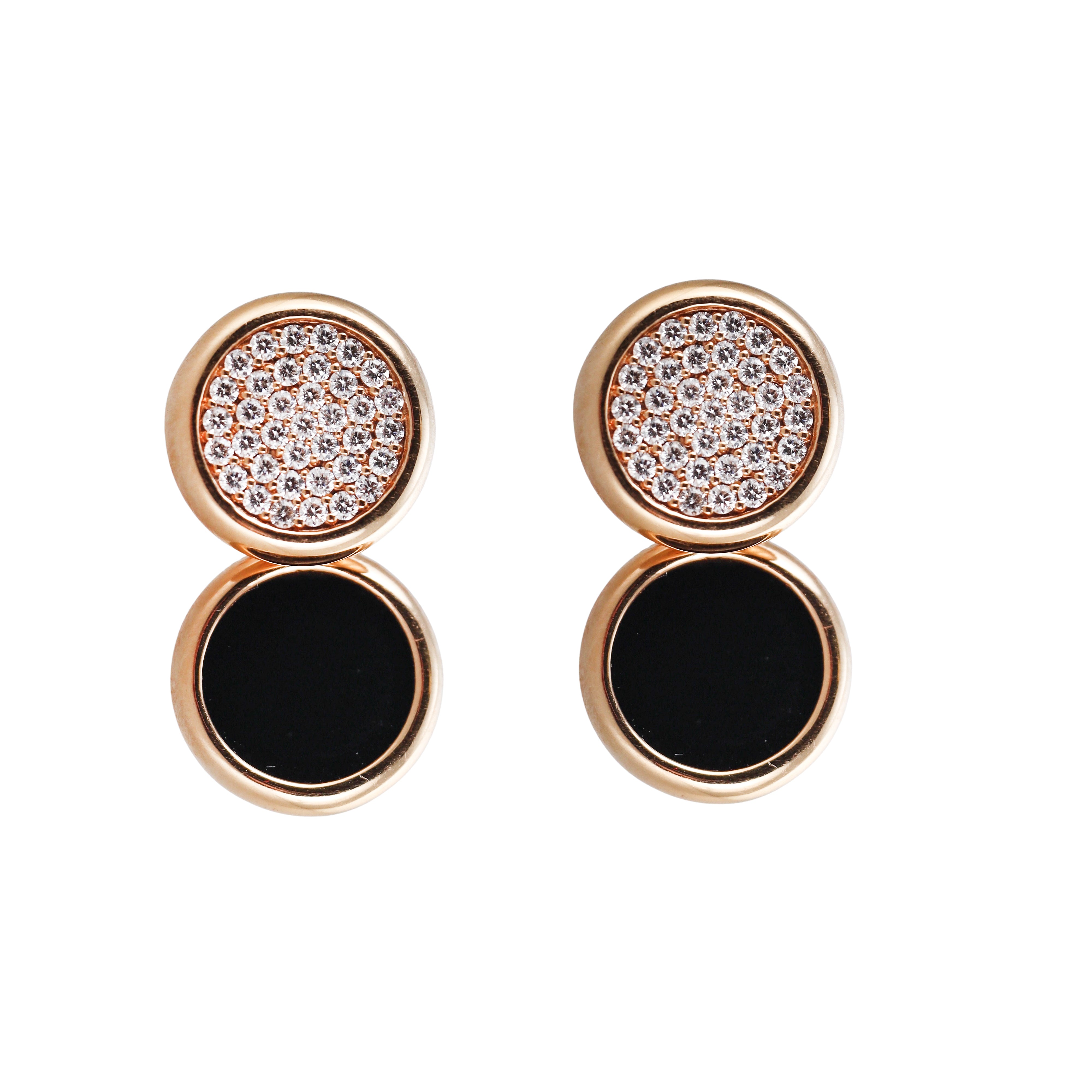 Roberto Coin Rose Gold Black Jade Diamond Earrings
