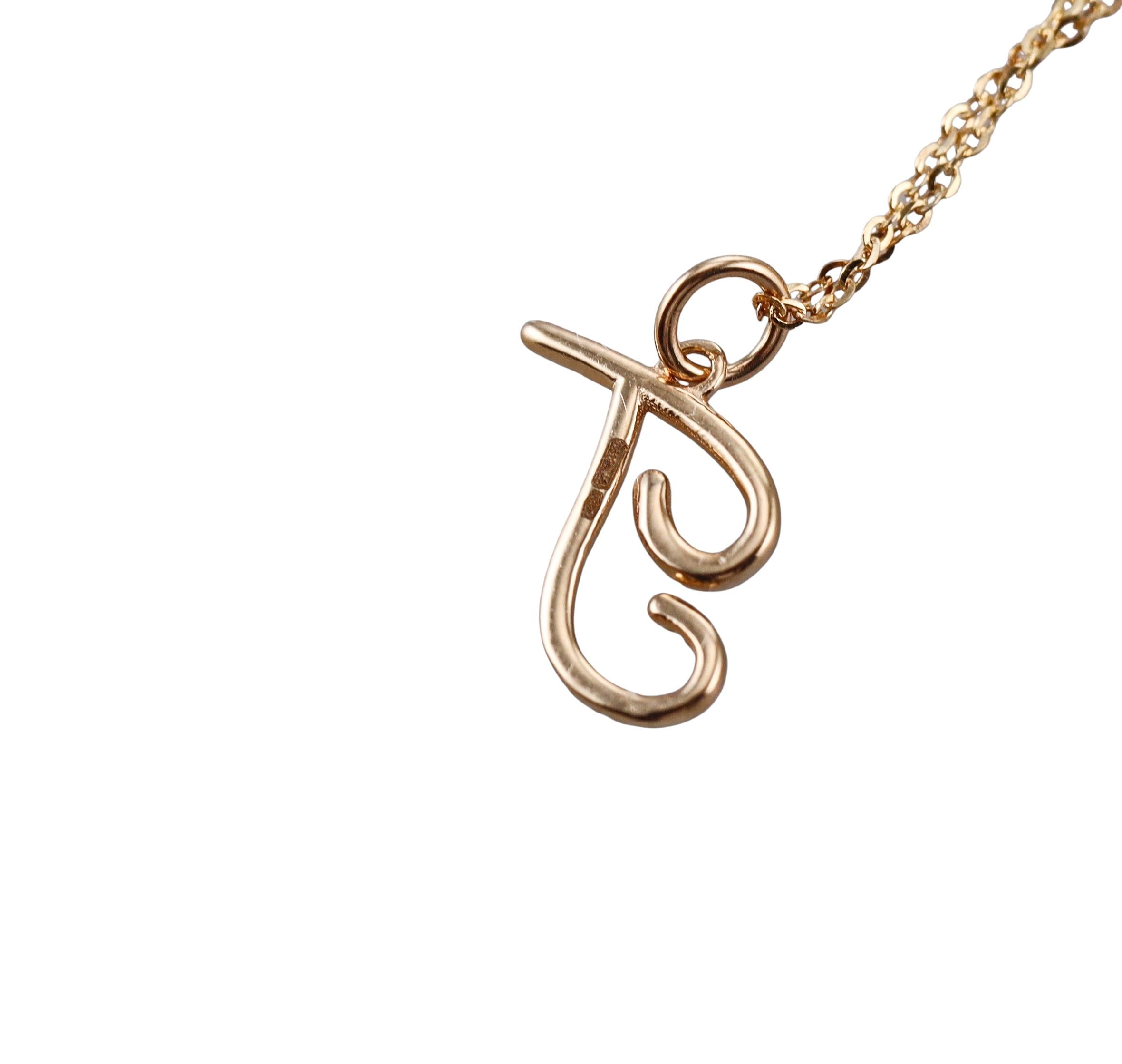 Mastrogioielli Gold Diamond Letter T Charm Necklace