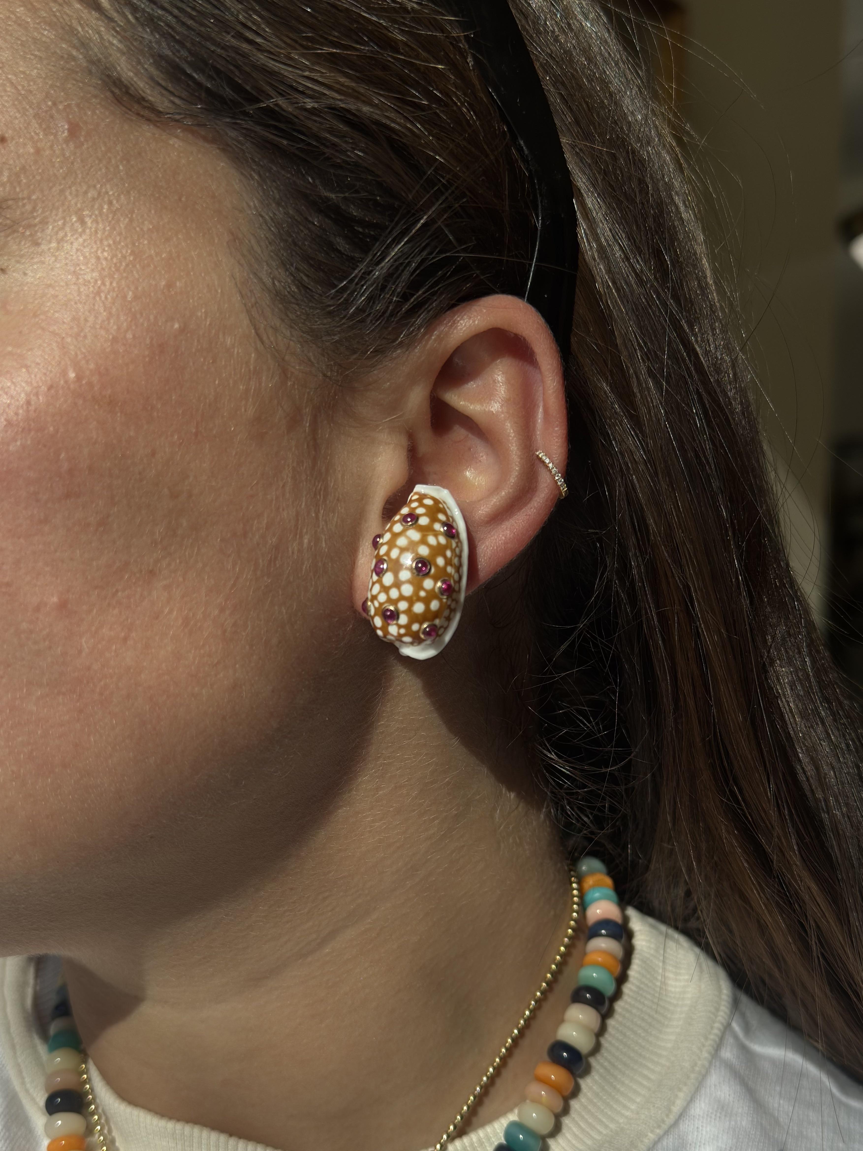 Ruby Gold Shell Earrings