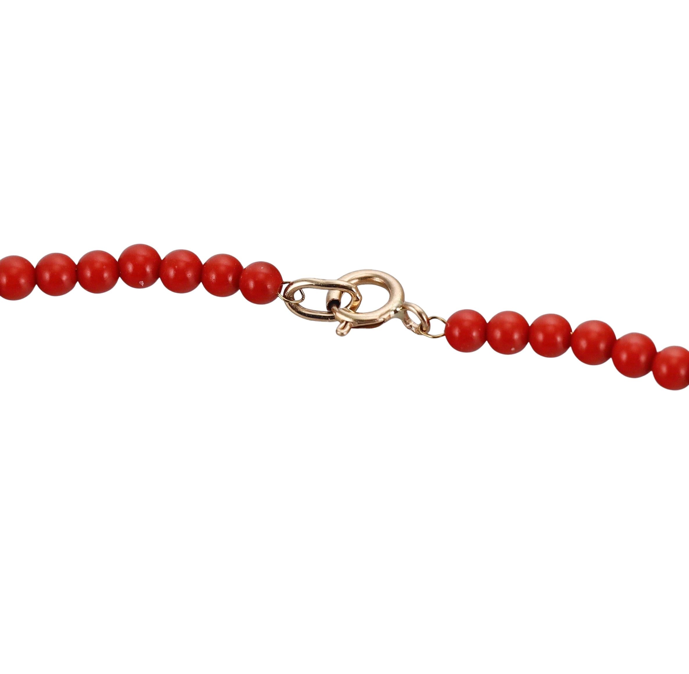 Mastrogioielli Gold Diamond Coral Letter R Charm Necklace