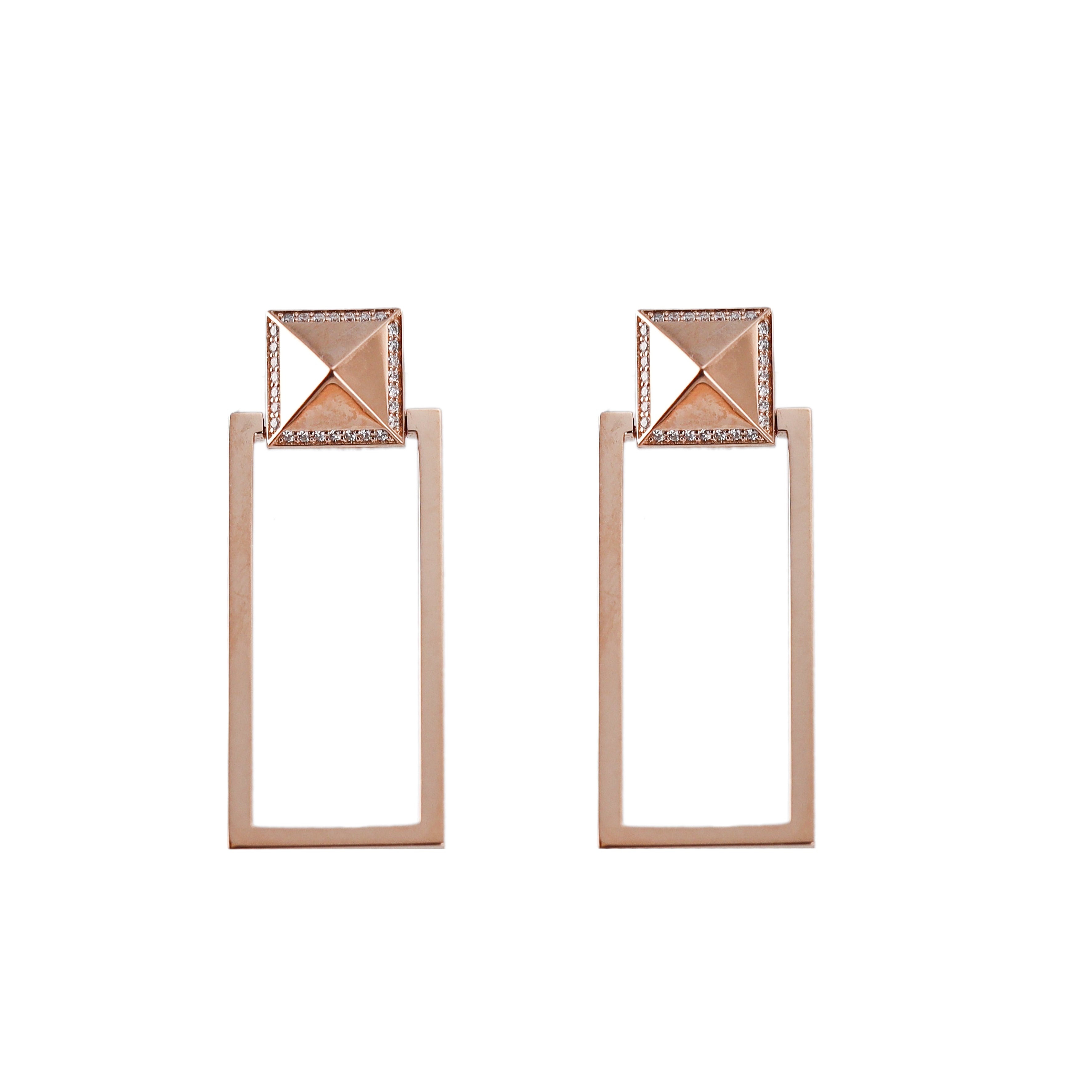 Roberto Coin Obelisco Rose Gold Diamond Drop Earrings
