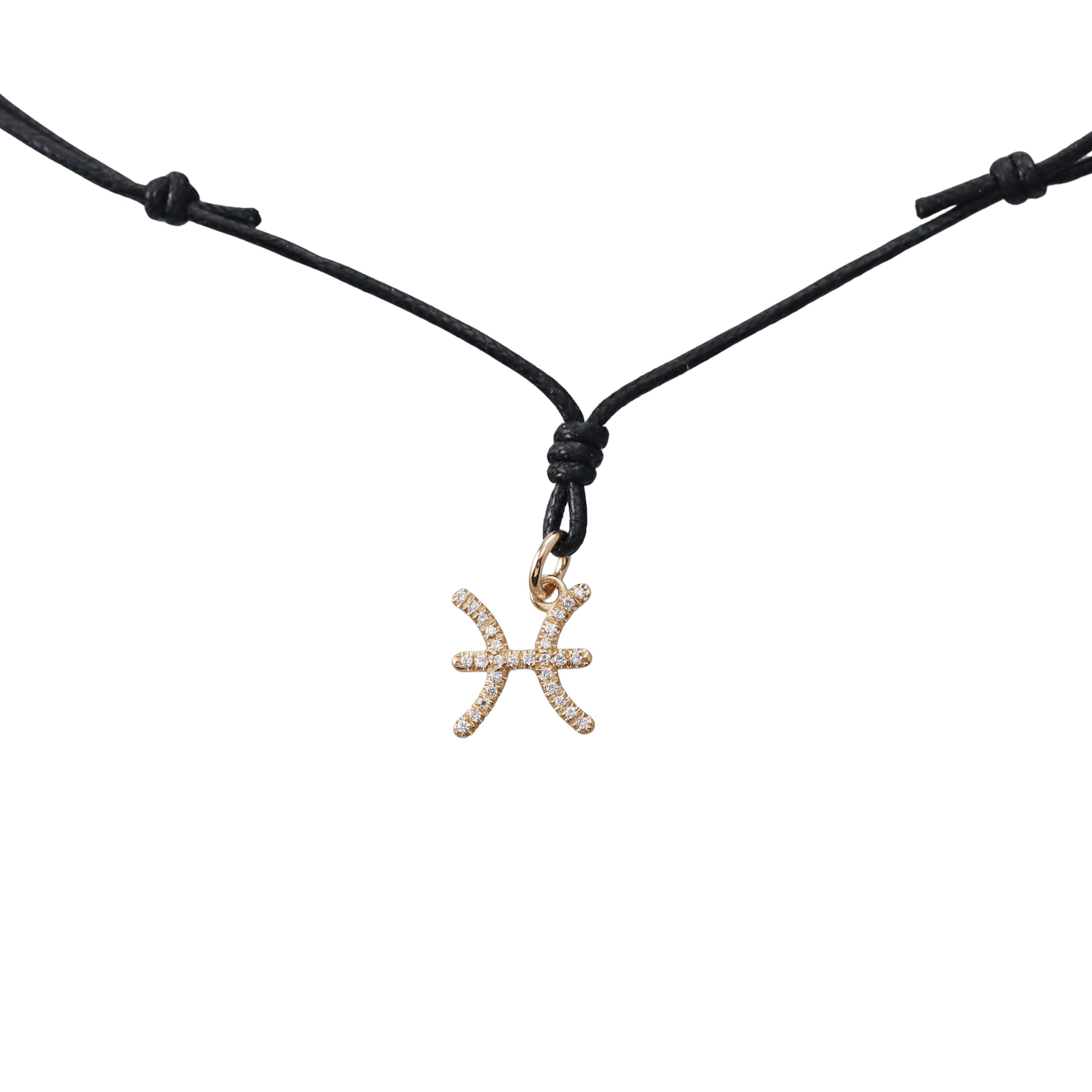 Mastrogioielli Gold Diamond Pisces Zodiac Charm Necklace