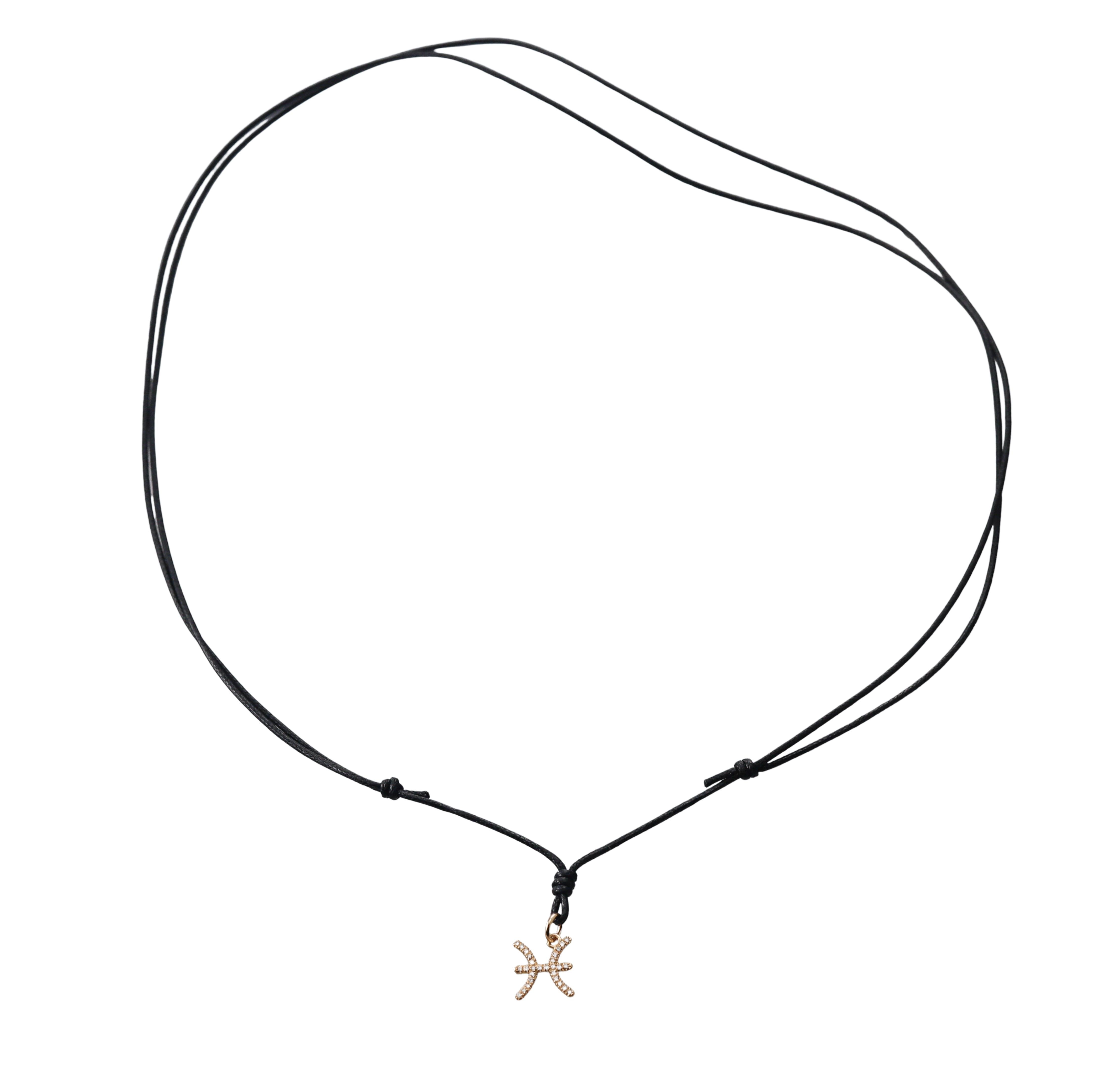 Mastrogioielli Gold Diamond Pisces Zodiac Charm Necklace