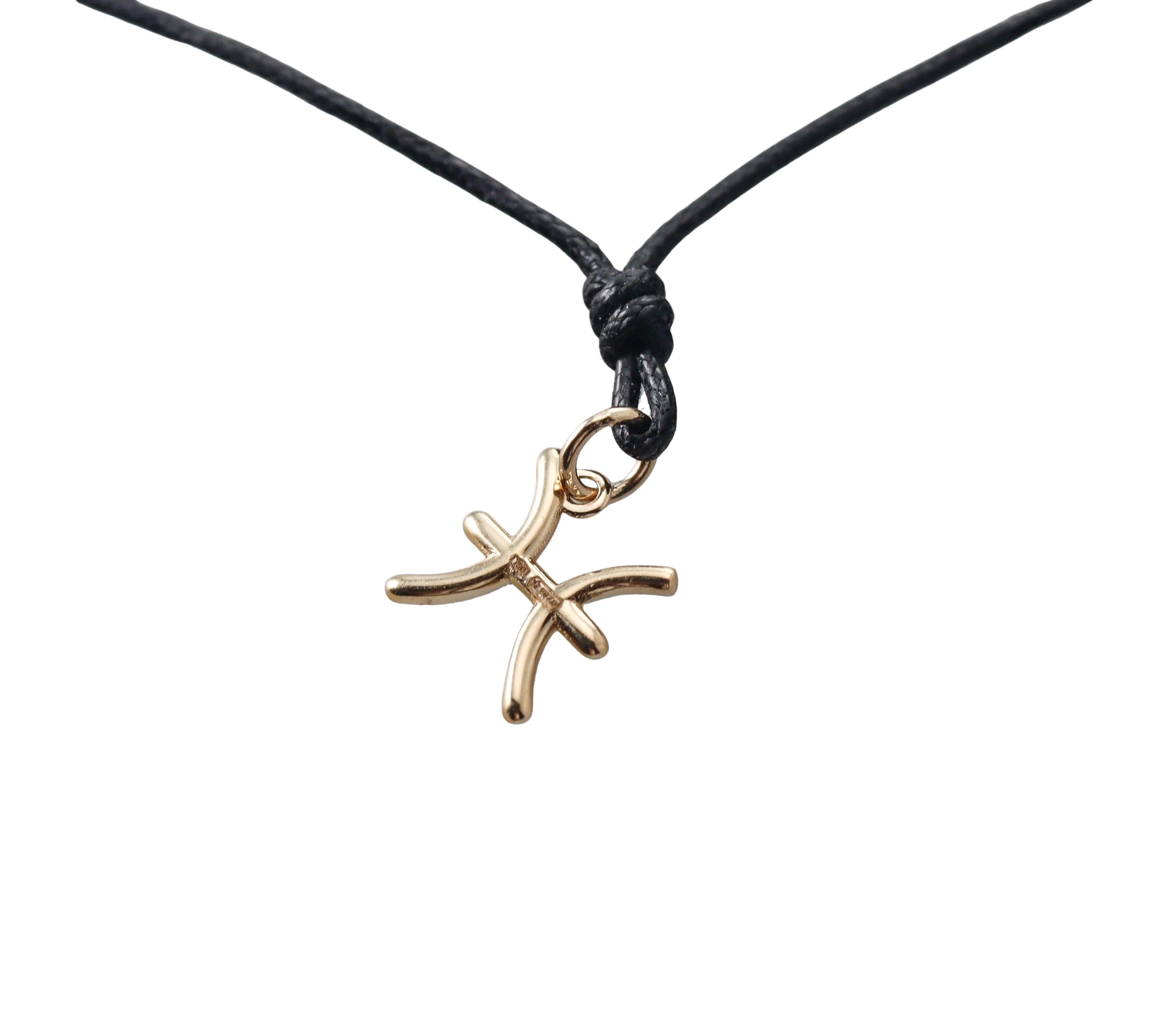 Mastrogioielli Gold Diamond Pisces Zodiac Charm Necklace