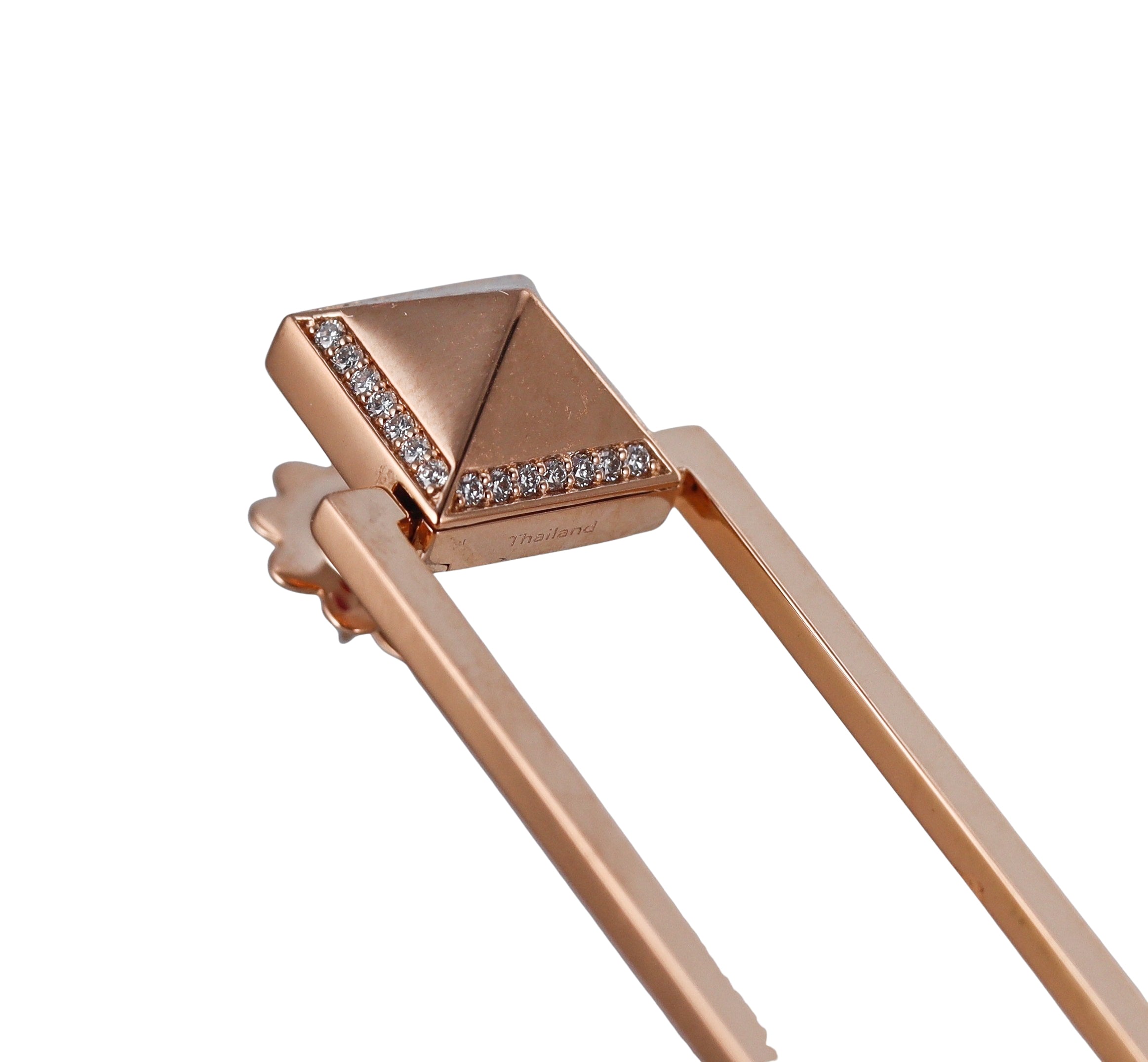 Roberto Coin Obelisco Rose Gold Diamond Drop Earrings