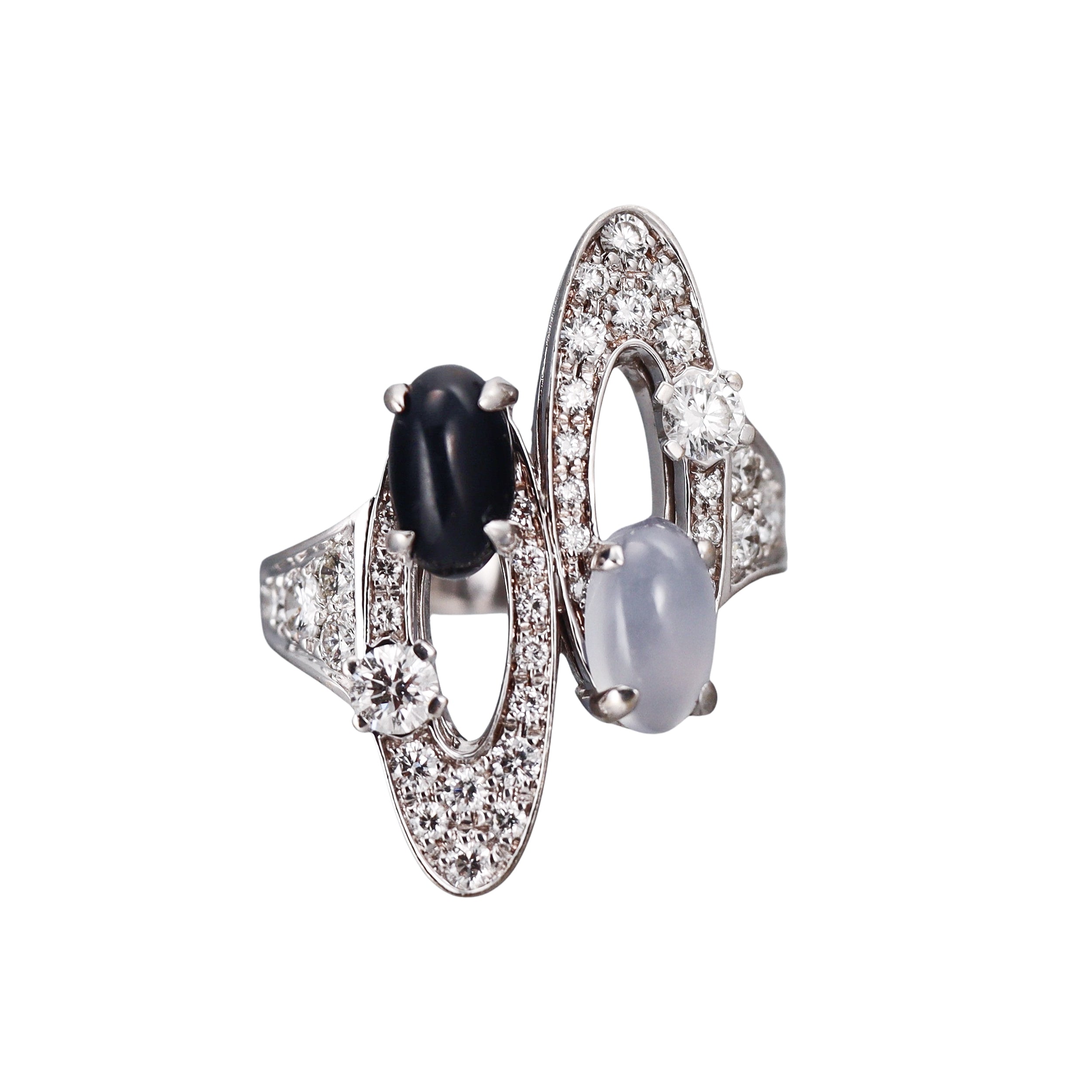Bvlgari Bulgari Elisia Diamond Onyx Chalcedony White Gold Ring