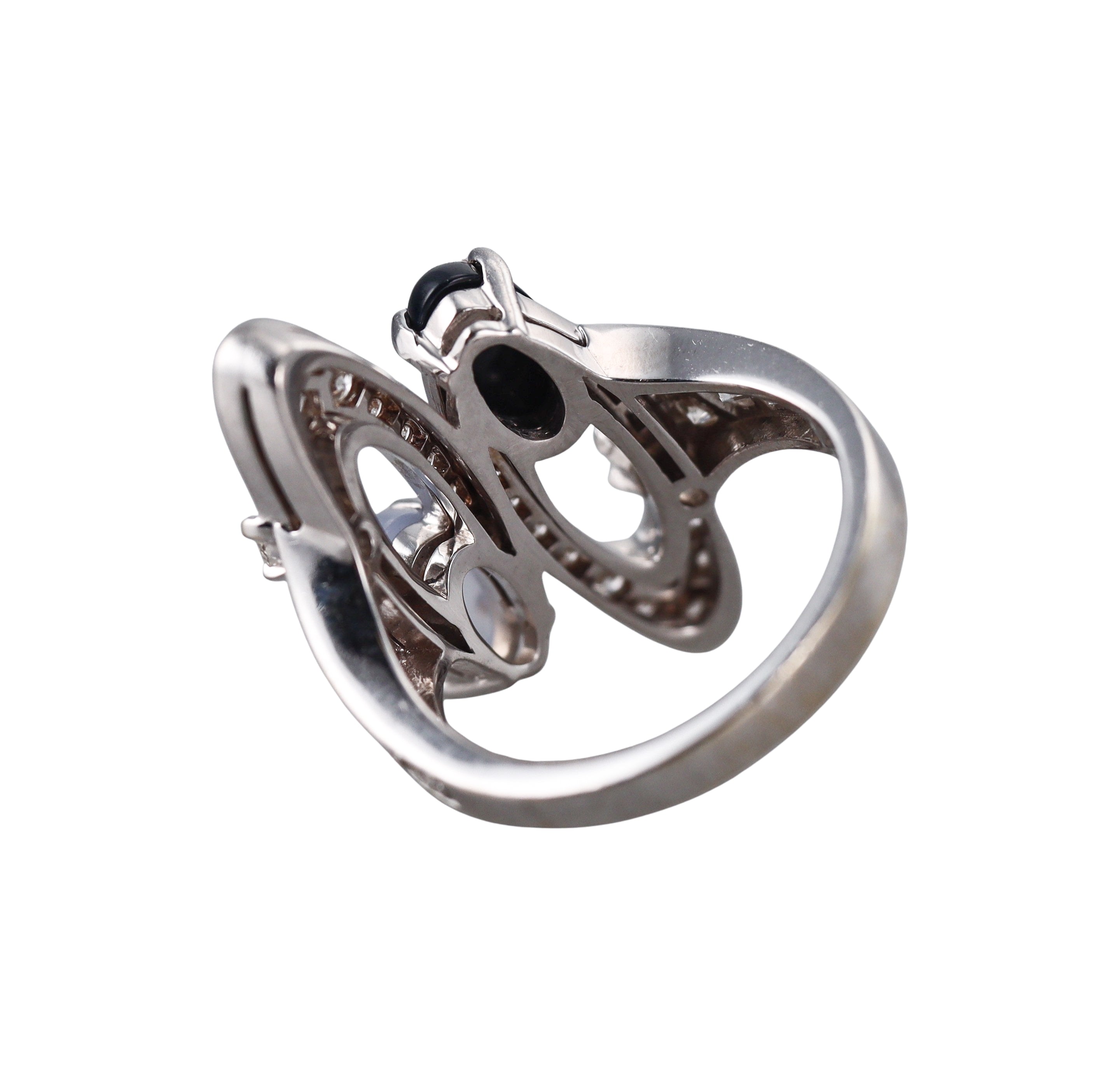 Bvlgari Bulgari Elisia Diamond Onyx Chalcedony White Gold Ring