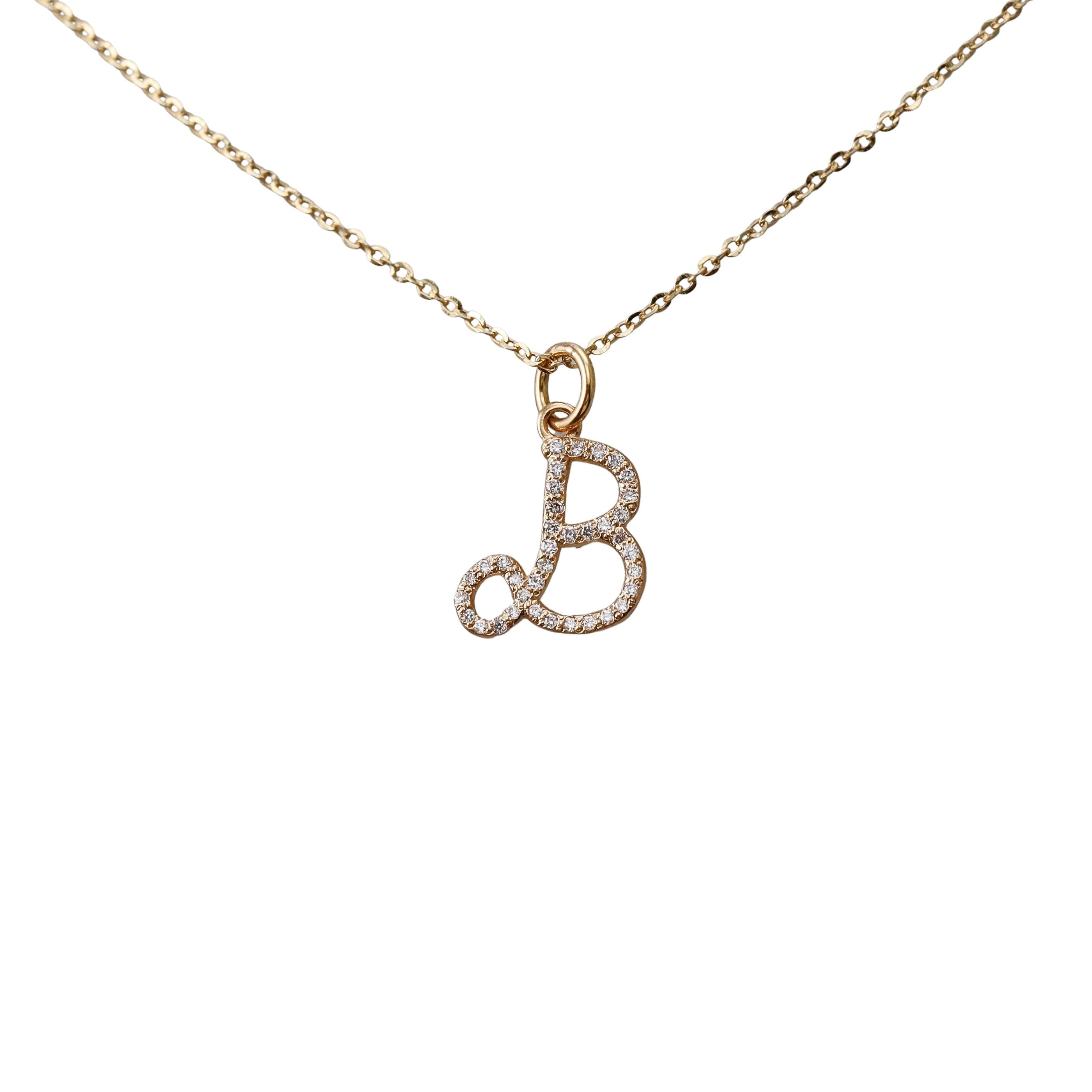 Mastrogioielli Gold Diamond Letter B Charm Necklace