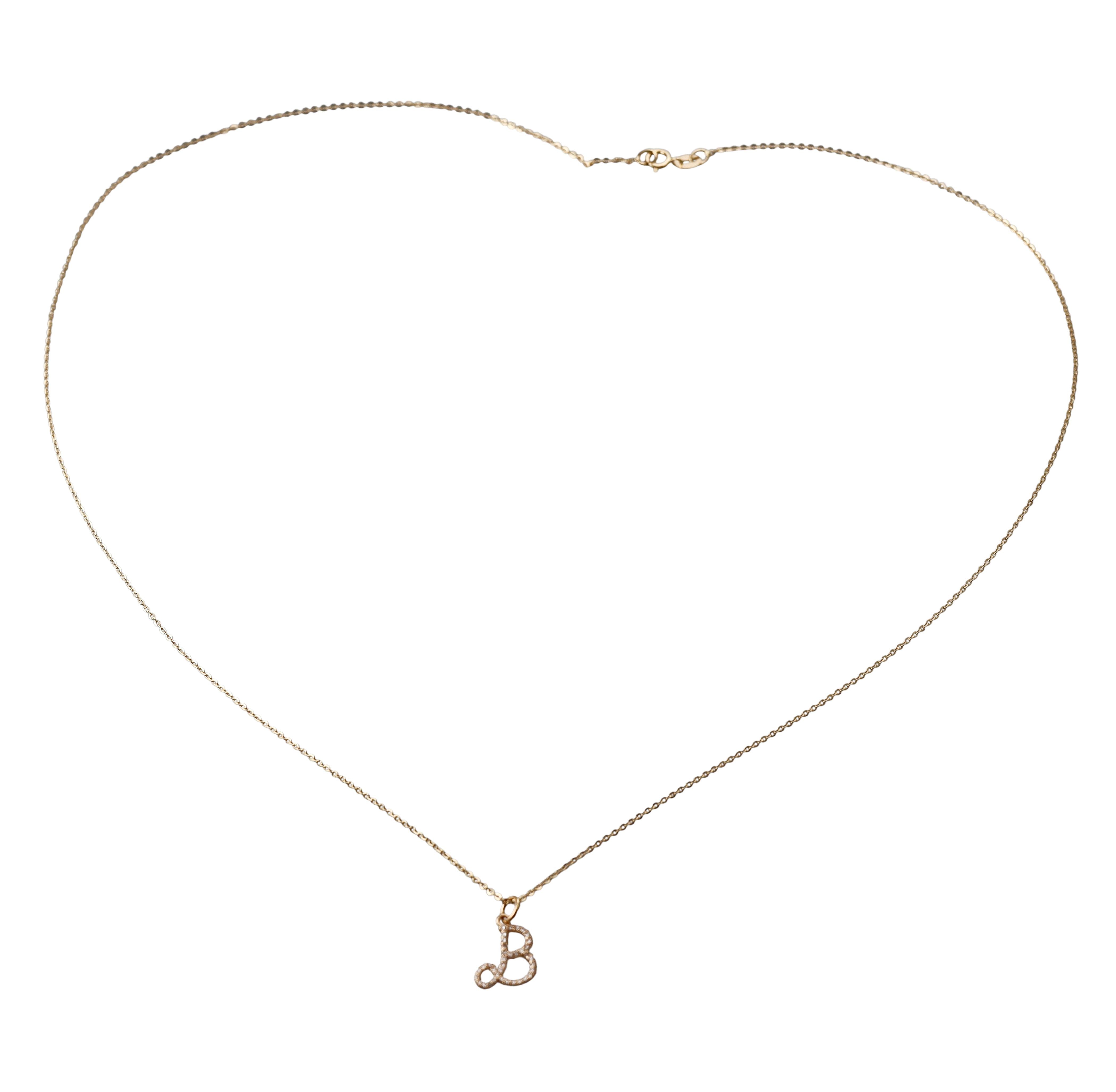 Mastrogioielli Gold Diamond Letter B Charm Necklace