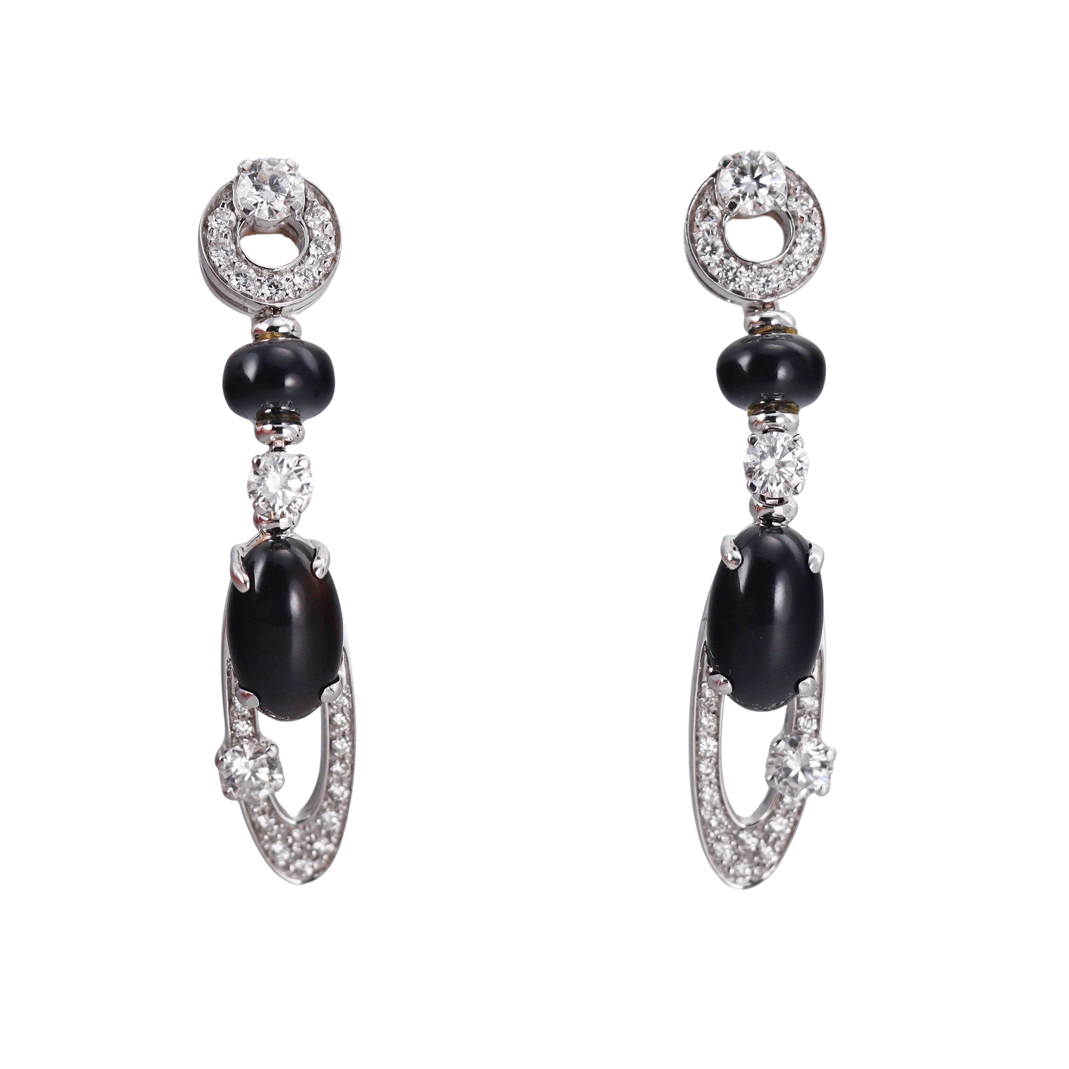 Bvlgari Bulgari Elisia Diamond Onyx White Gold Earrings