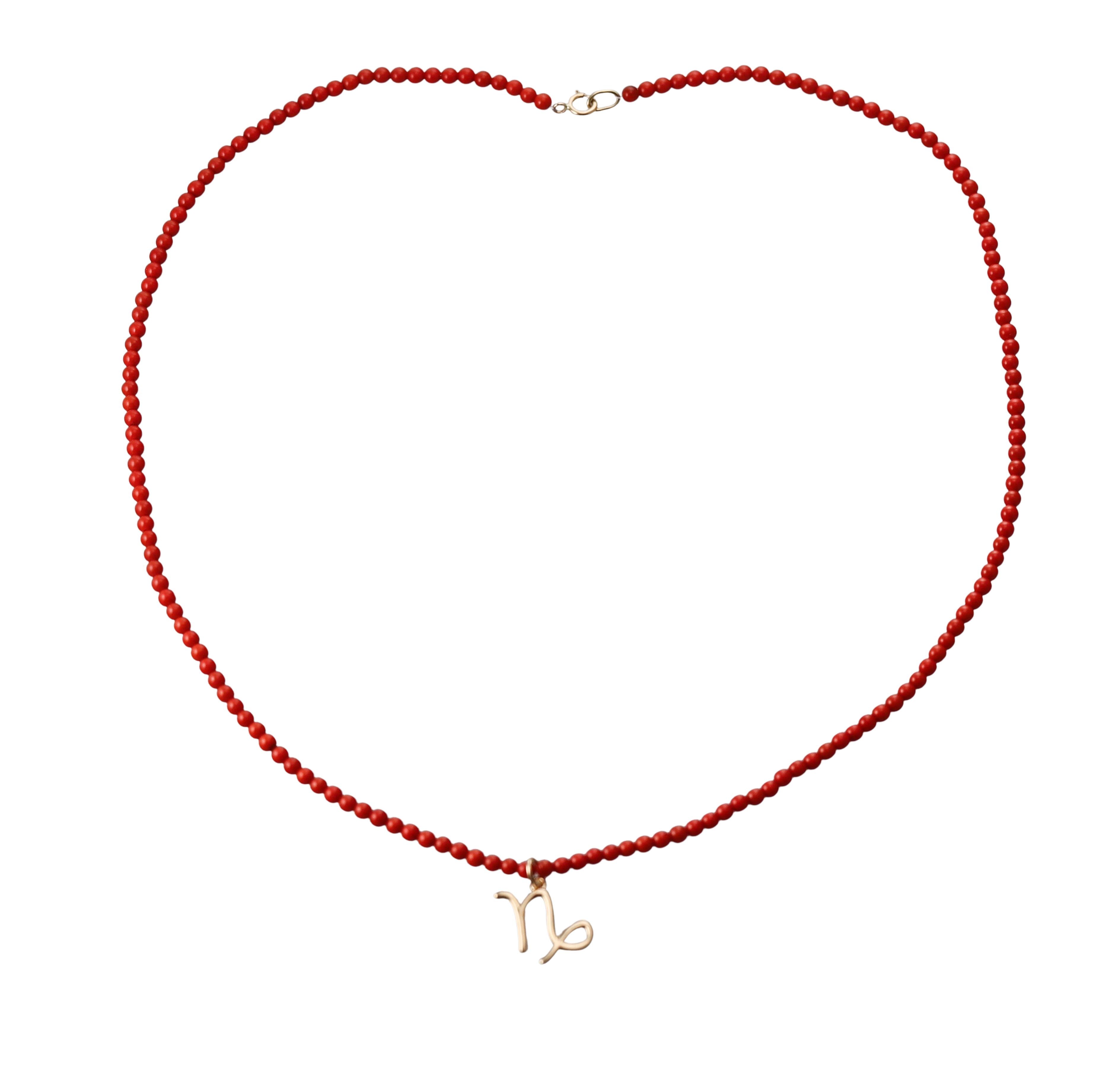 Mastrogioielli Gold Coral Zodiac Capricorn Charm Necklace