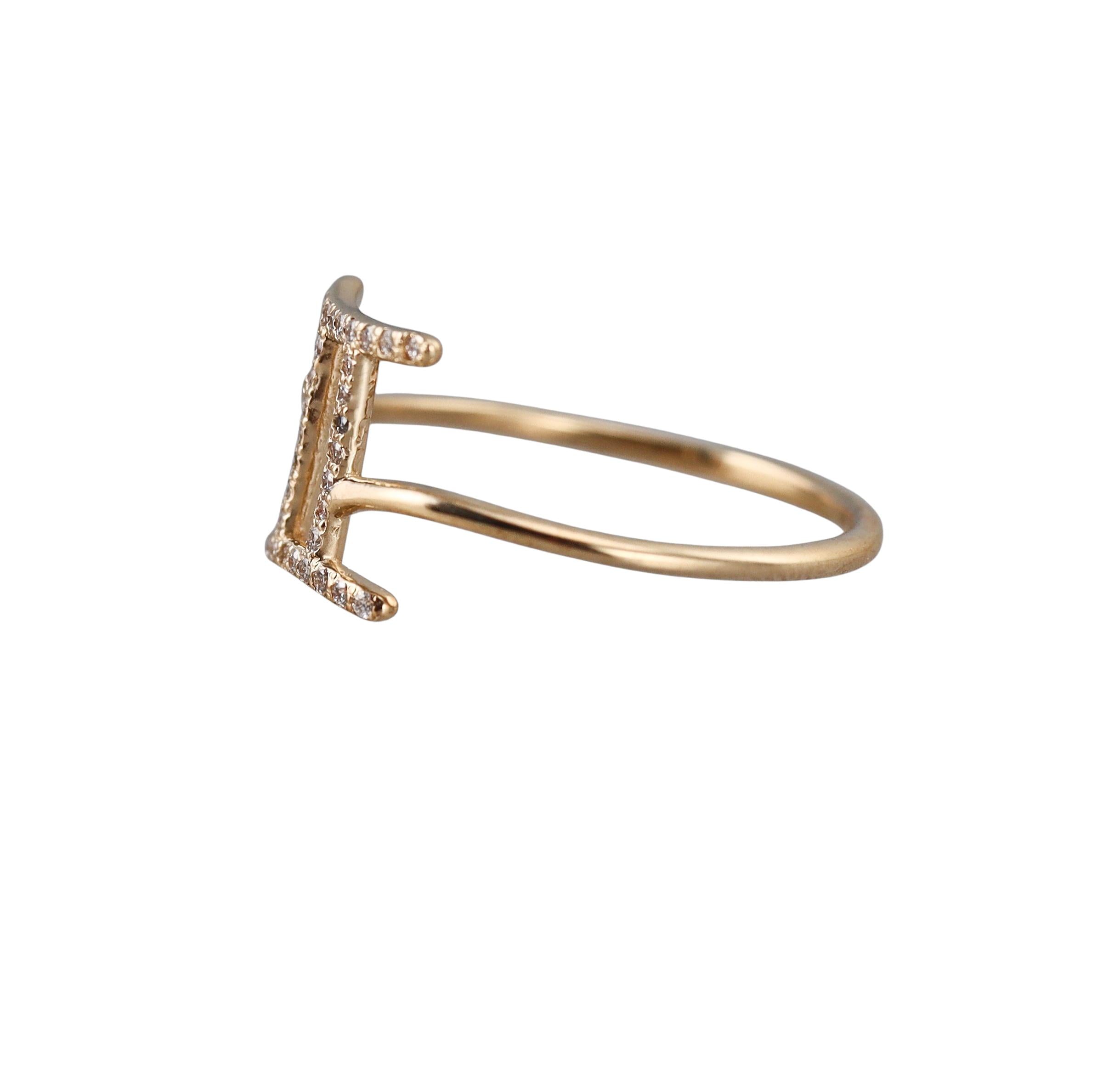 Mastrogioielli Gold Diamond Gemini Zodiac Sign Ring