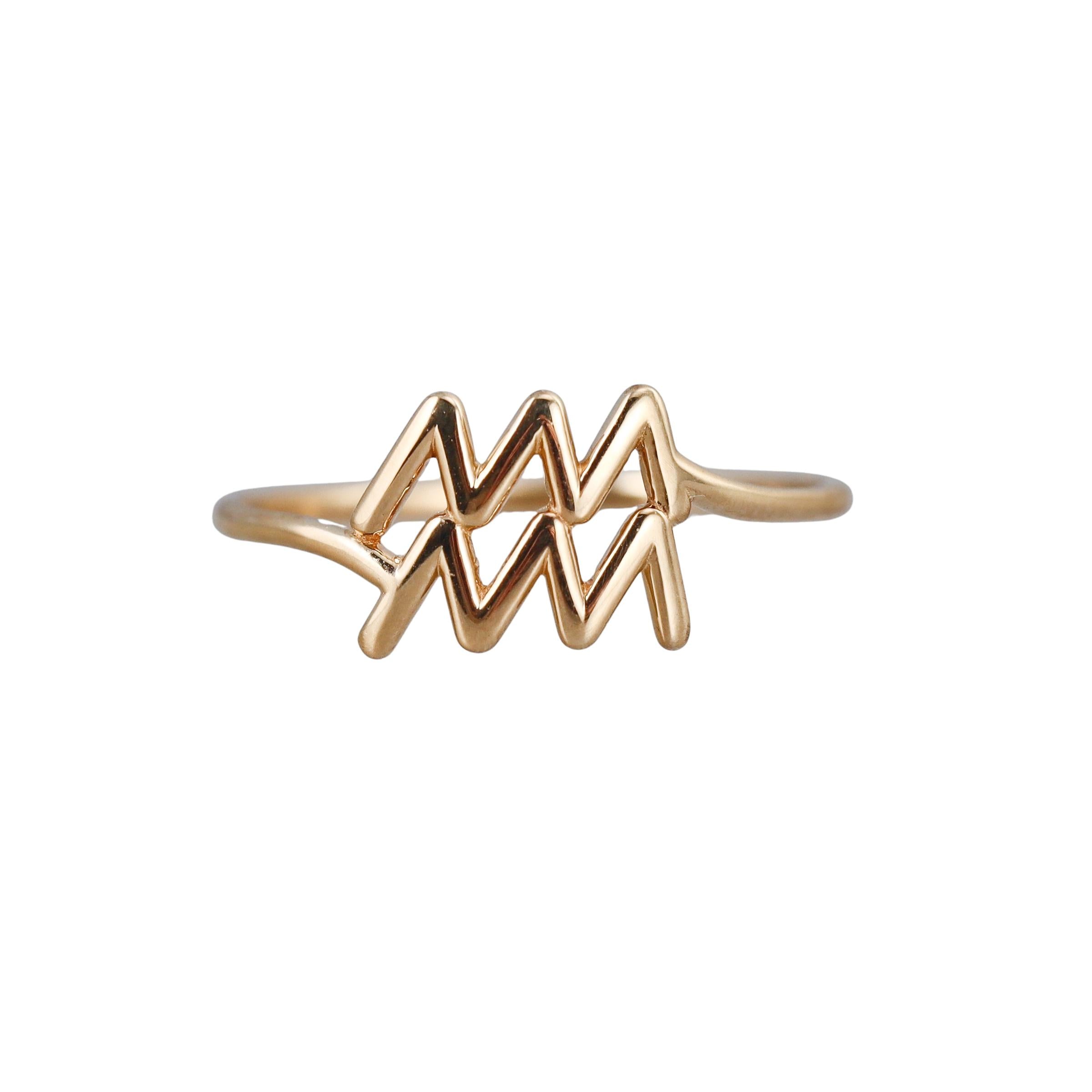 Mastrogioielli Gold Aquarius Zodiac Sign Ring