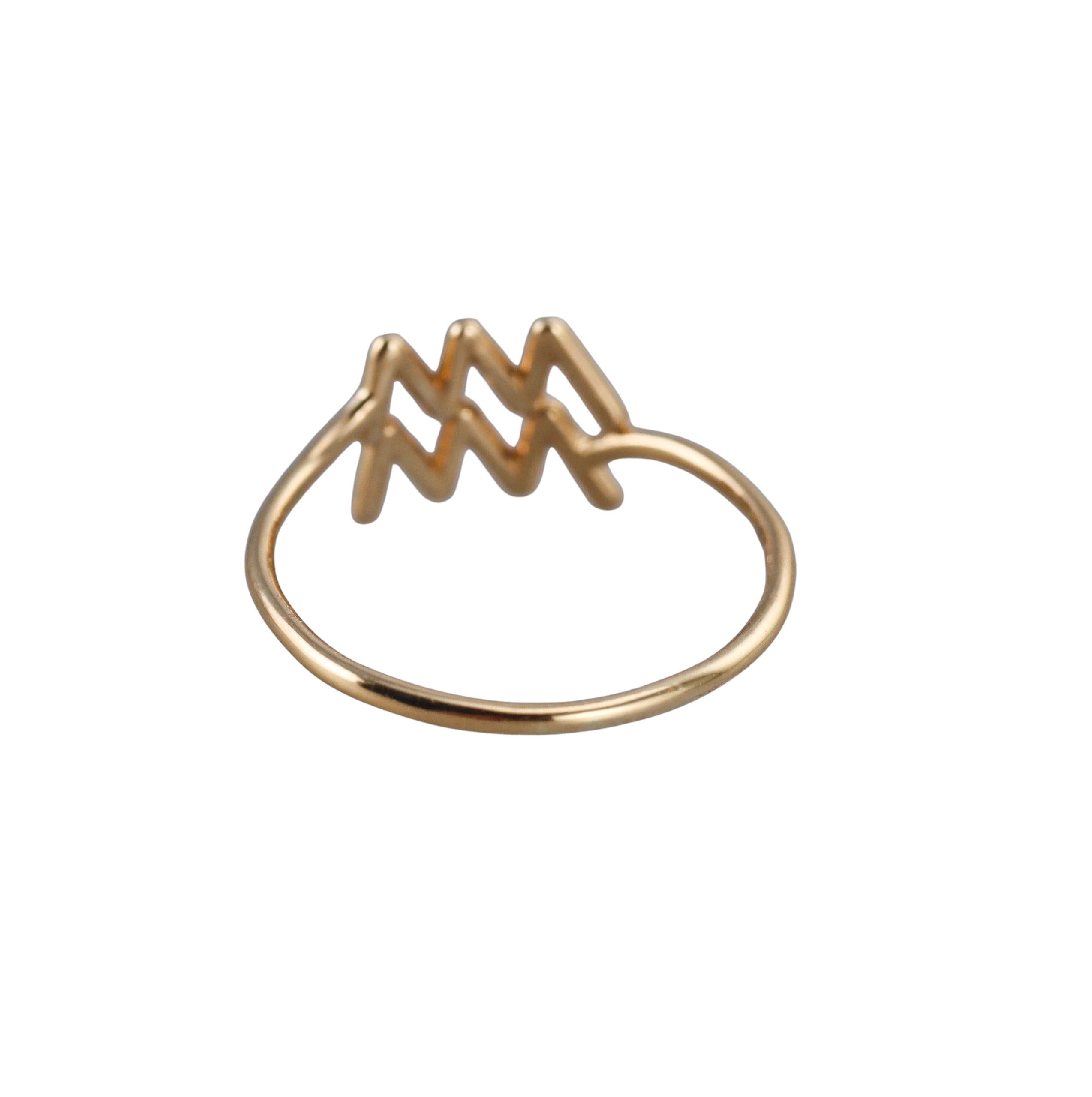 Mastrogioielli Gold Aquarius Zodiac Sign Ring