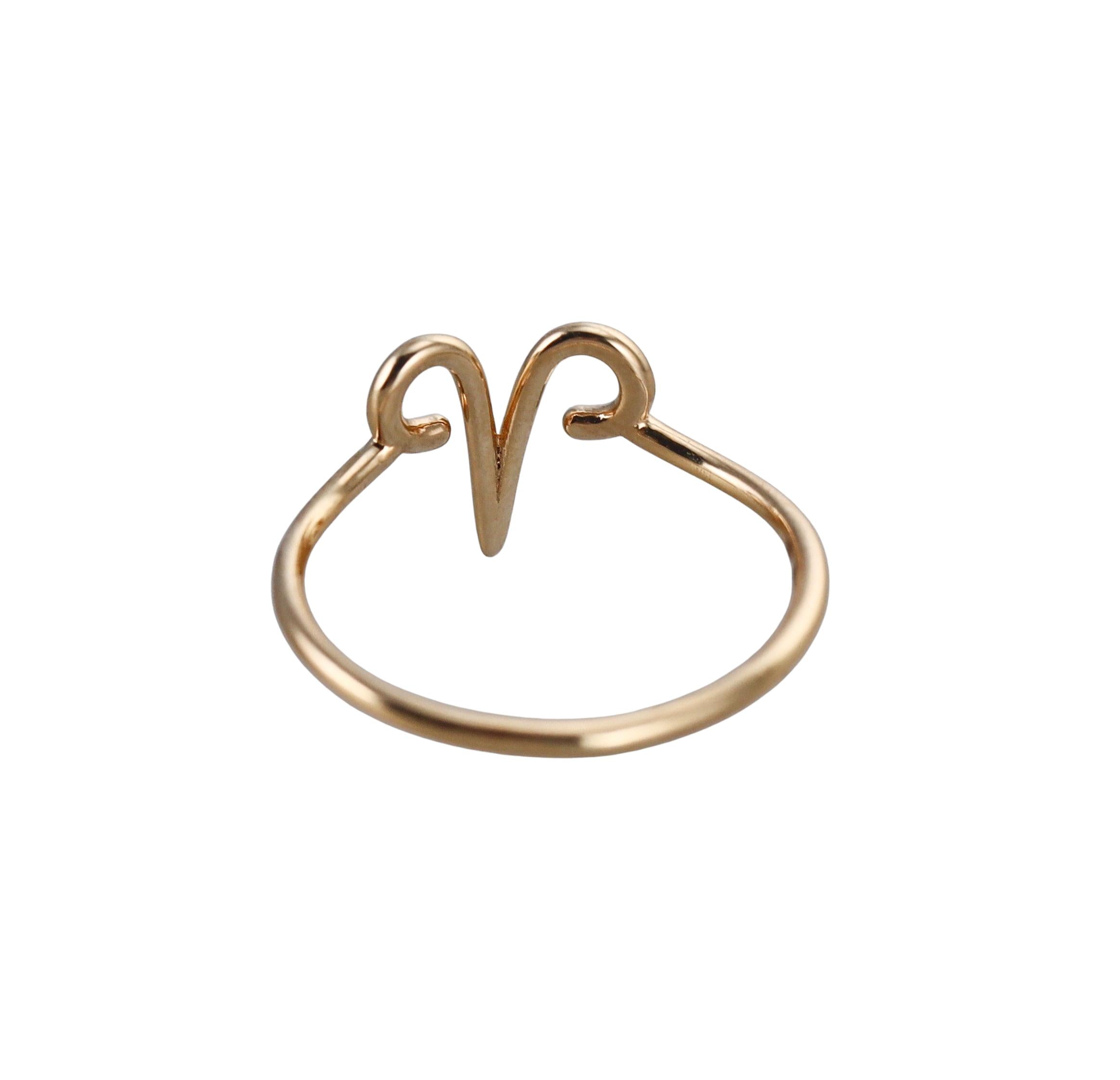 Mastrogioielli Gold Aries Zodiac Sign Ring