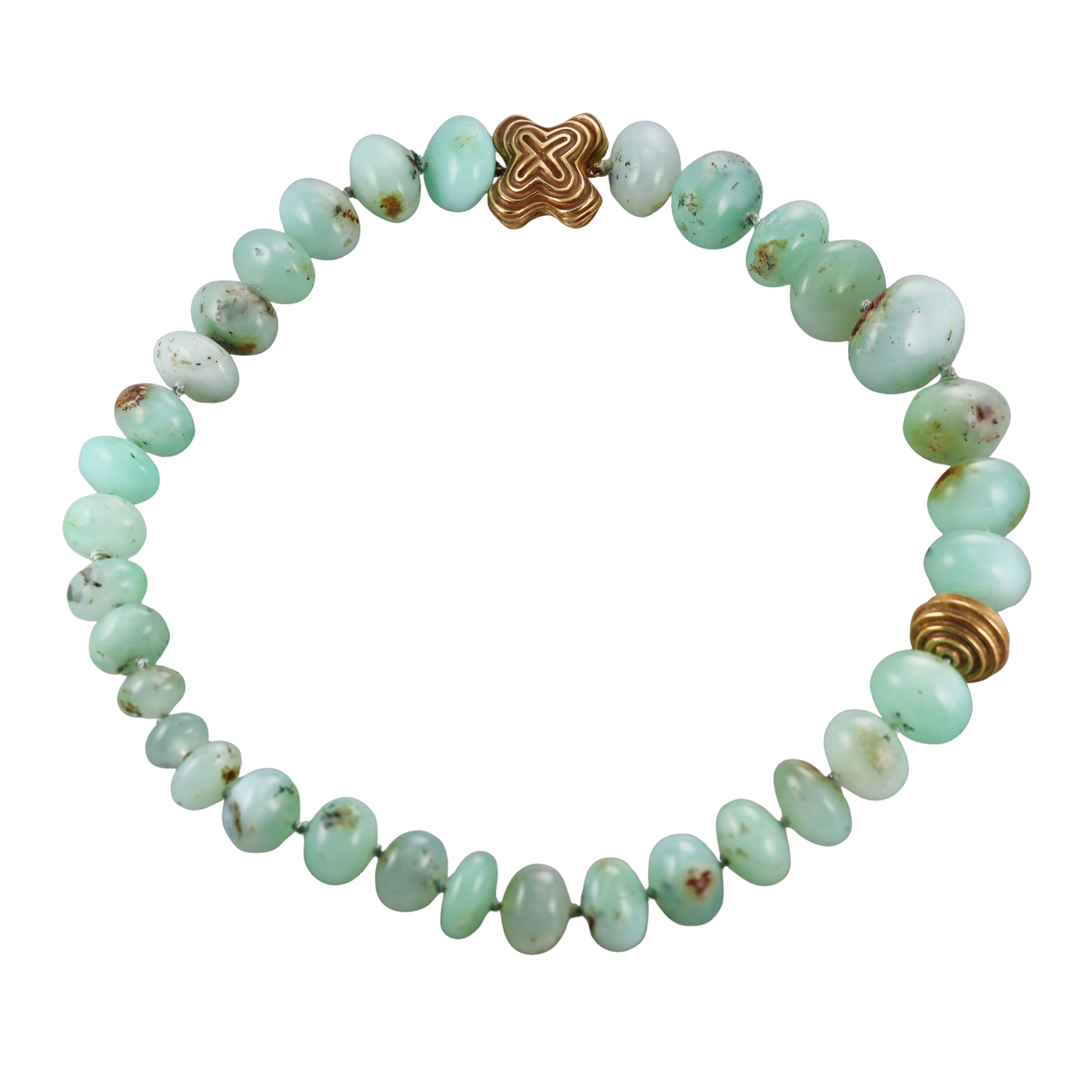 Christopher Walling Aventurine Bead Gold Necklace
