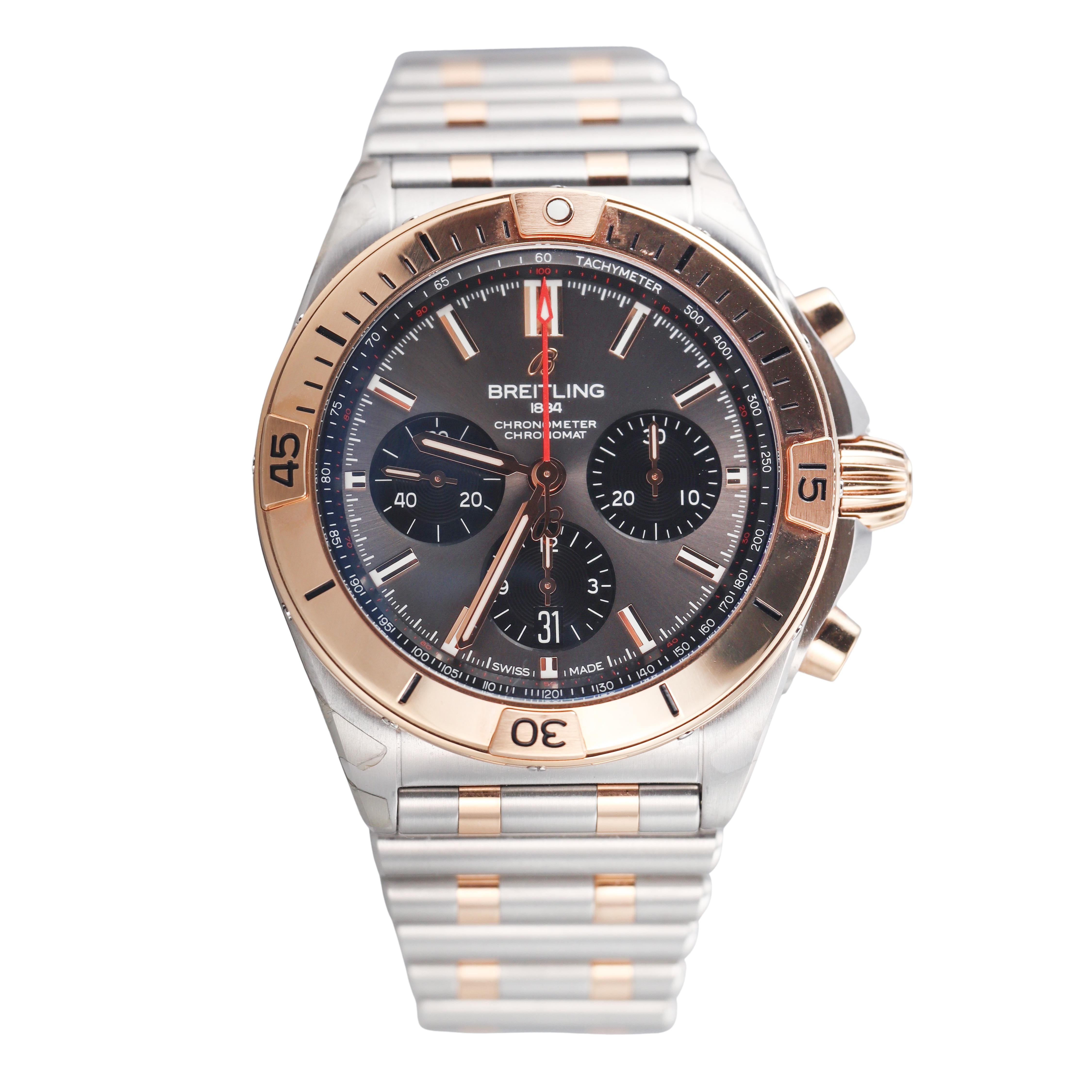 Breitling Chronomat B01 42 Chronograph Two Tone Watch UB0134