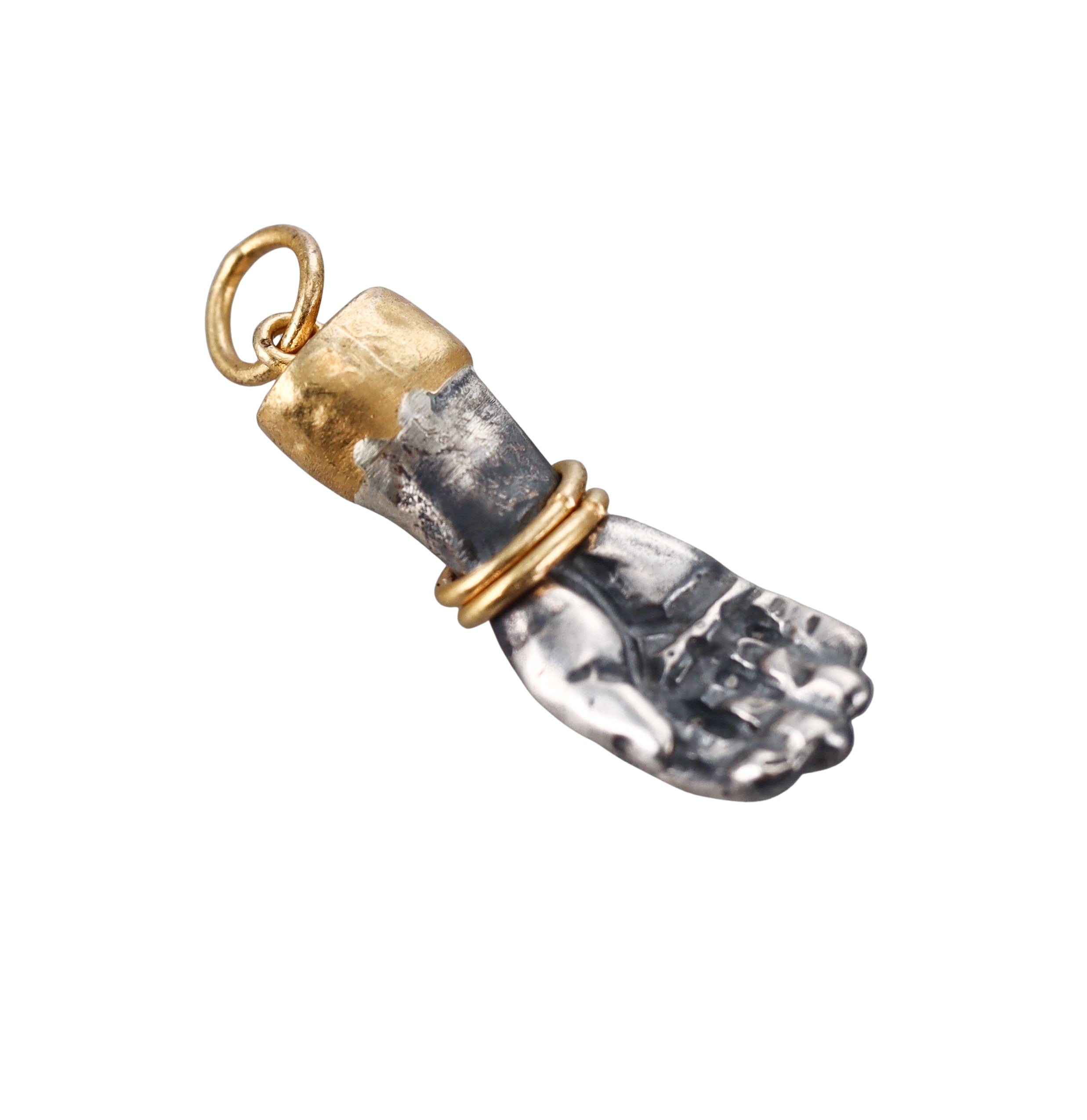 Ancient Inspired Gold Silver Diamond Figa Pendant Charm
