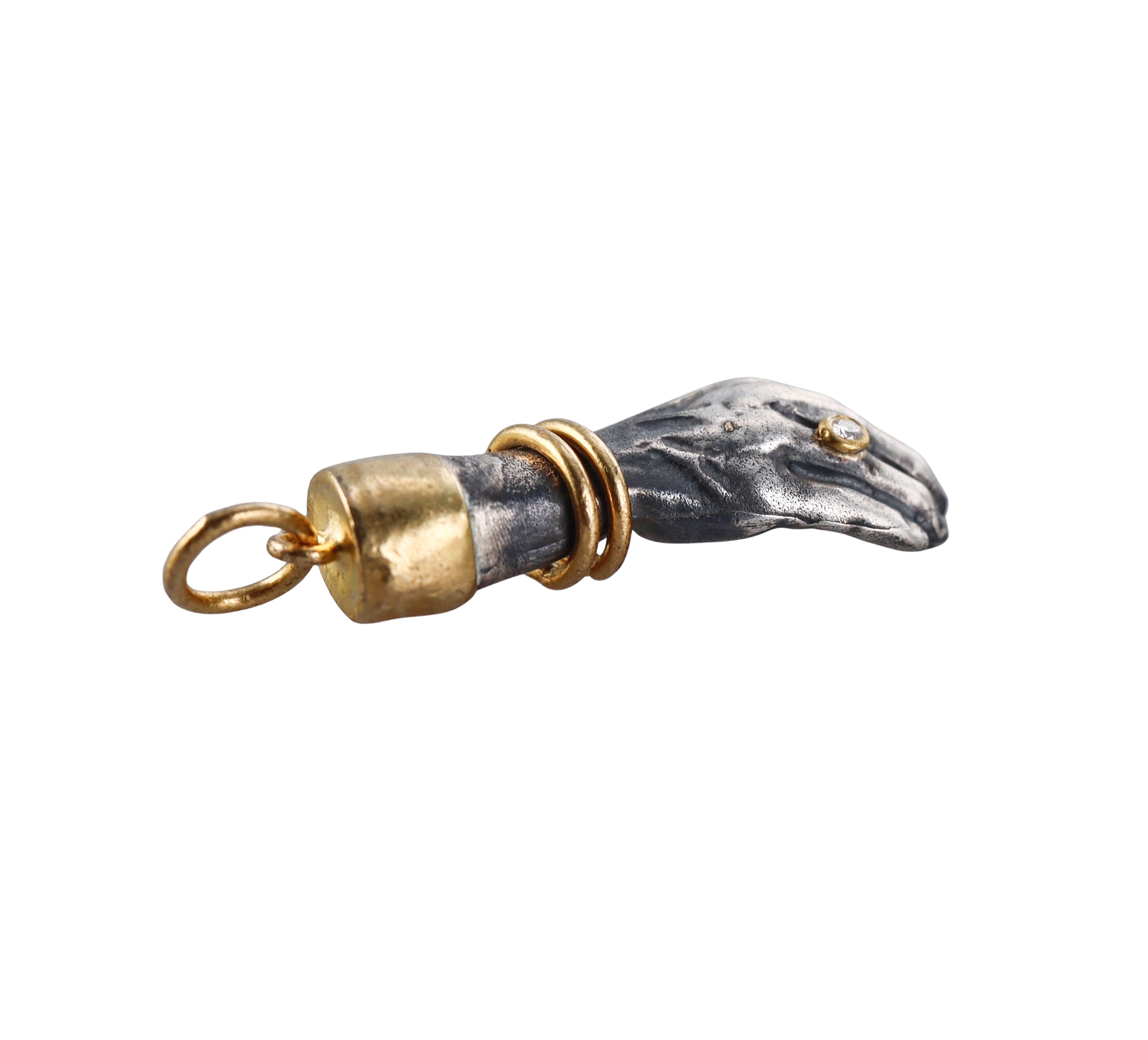 Ancient Inspired Gold Silver Diamond Figa Pendant Charm
