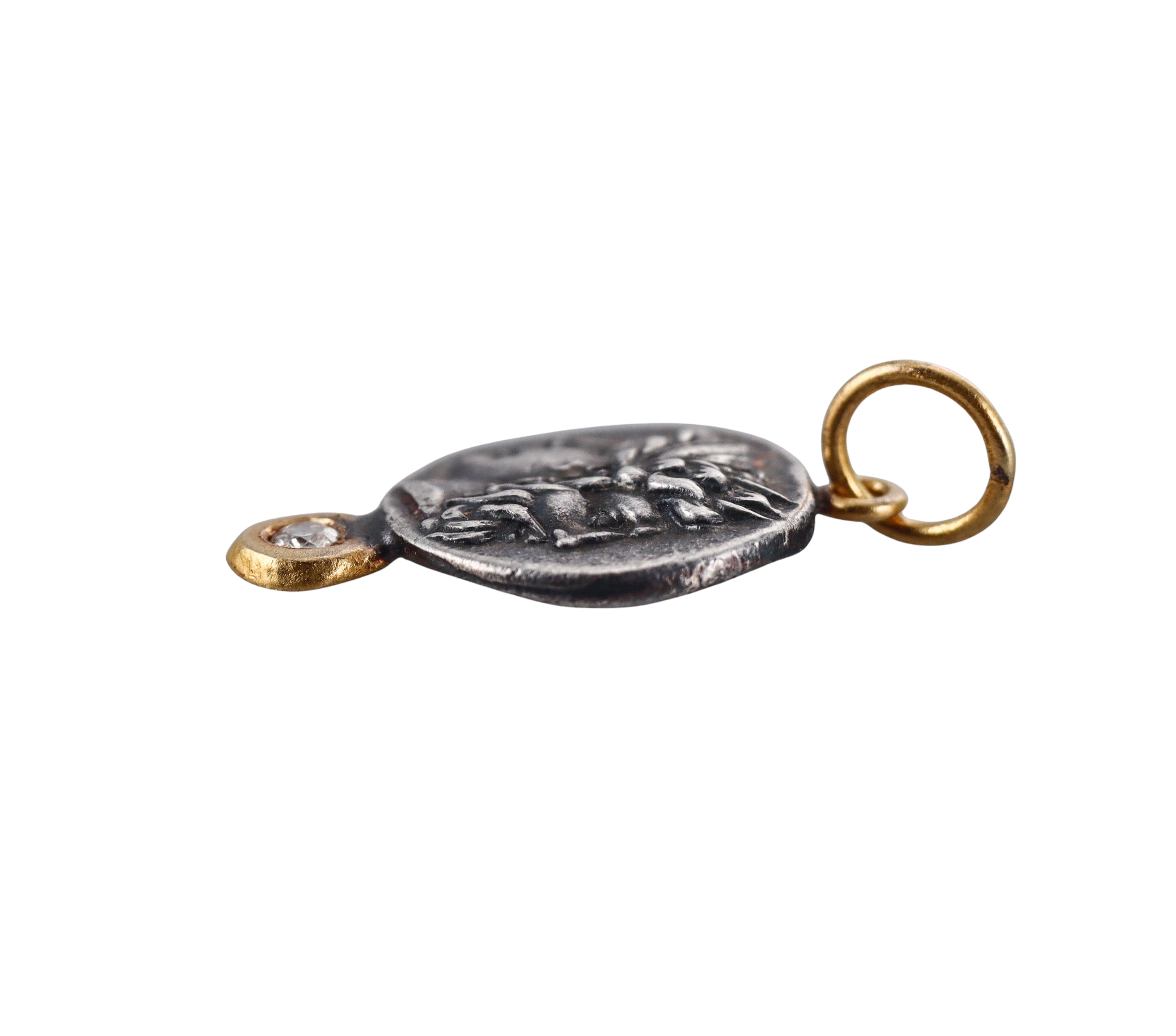 Ancient Inspired Gold Silver Coin Diamond Janus & Janus Pendant