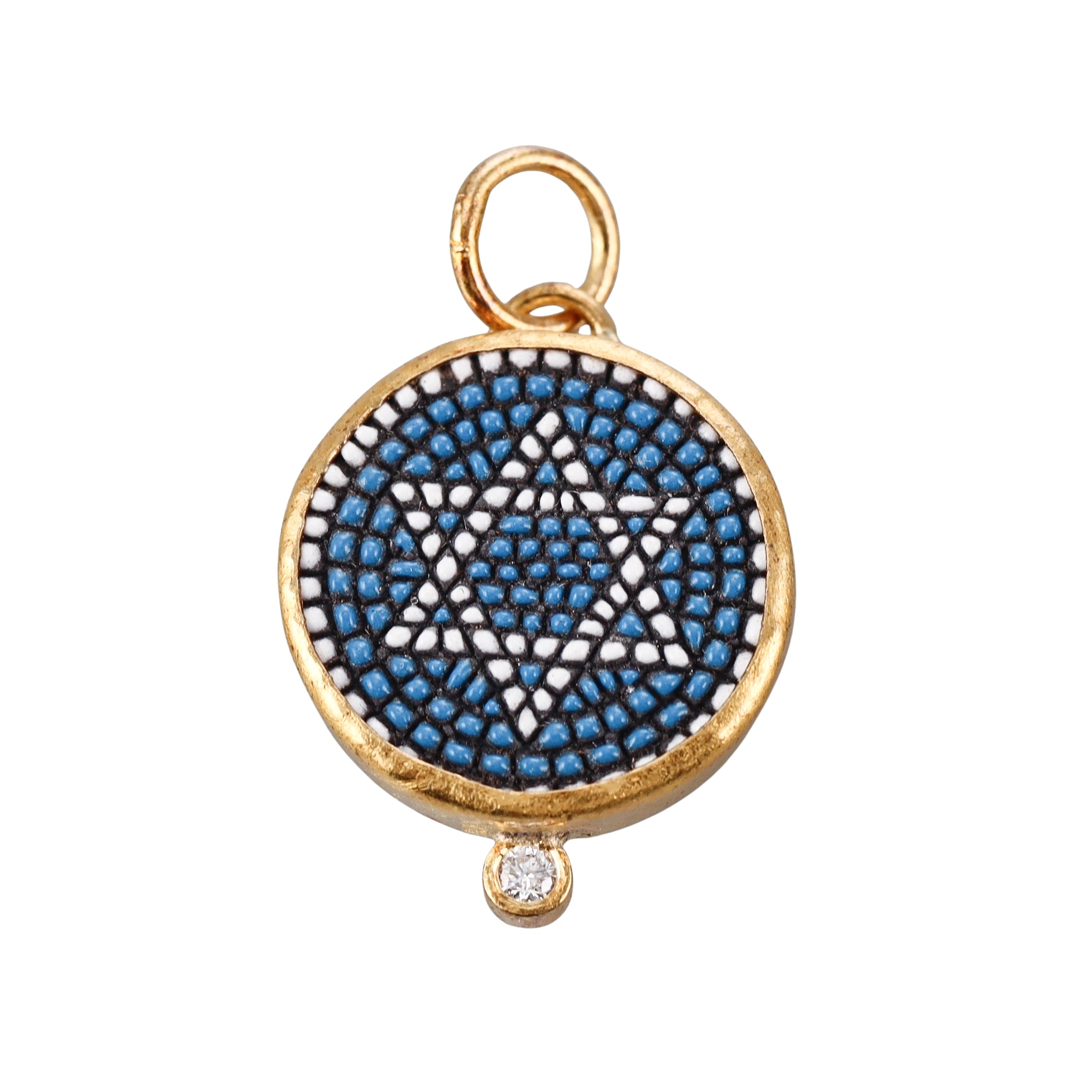 Ancient Inspired Gold Silver Diamond Micro Mosaic Star of David Pendant