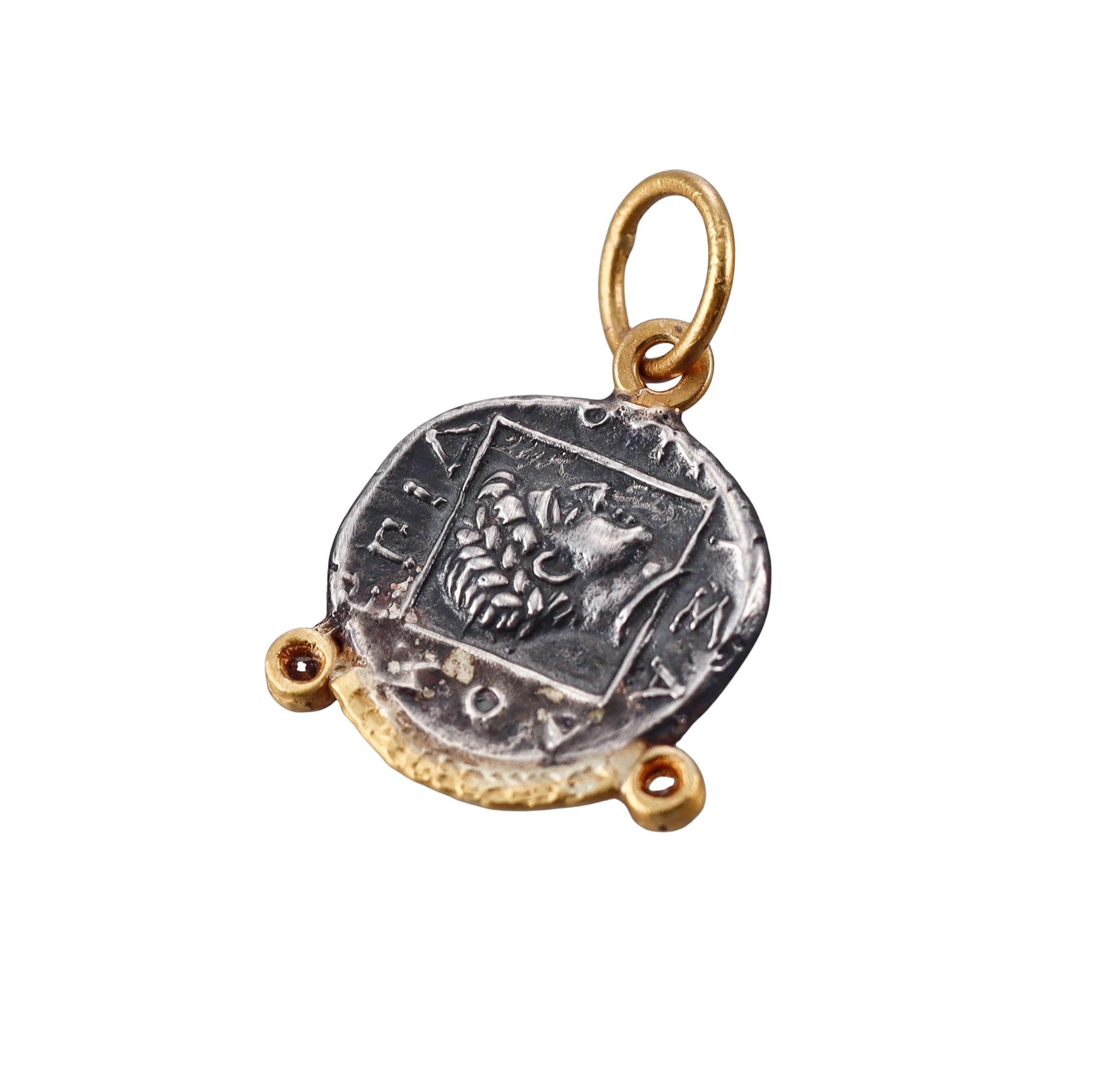 Ancient Inspired Gold Silver Diamond Pegasus Pendant