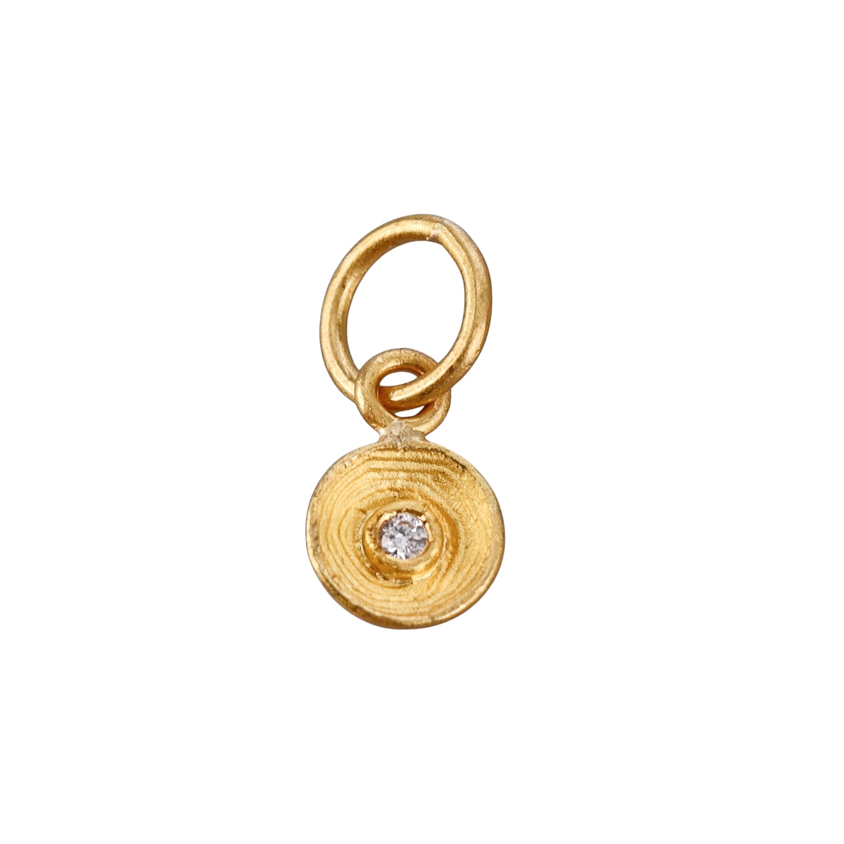 Ancient Inspired Gold Diamond Circle Charm Pendant