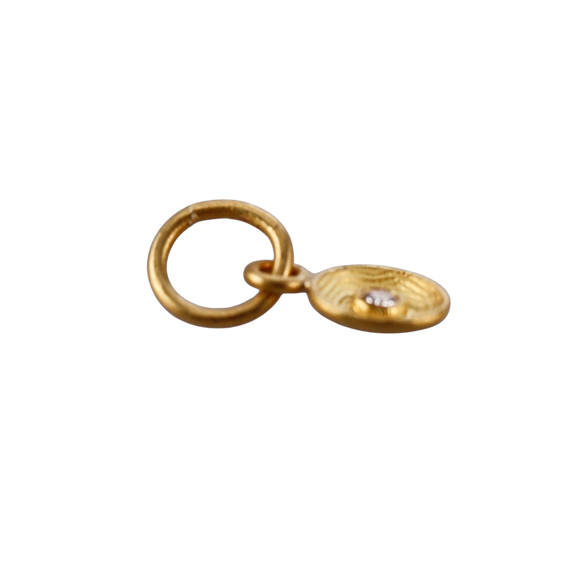 Ancient Inspired Gold Diamond Circle Charm Pendant