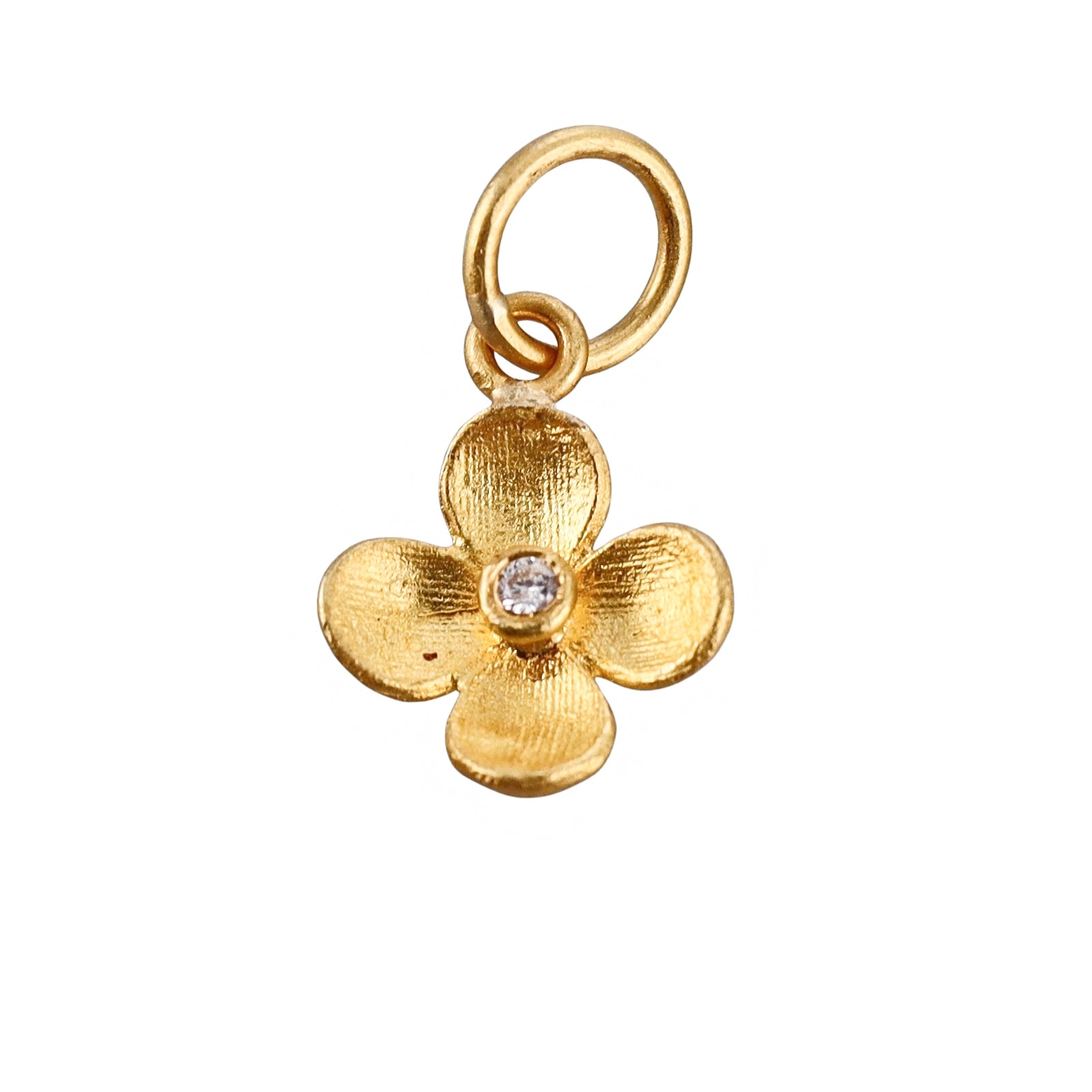 Ancient Inspired Gold Diamond Flower Charm Pendant