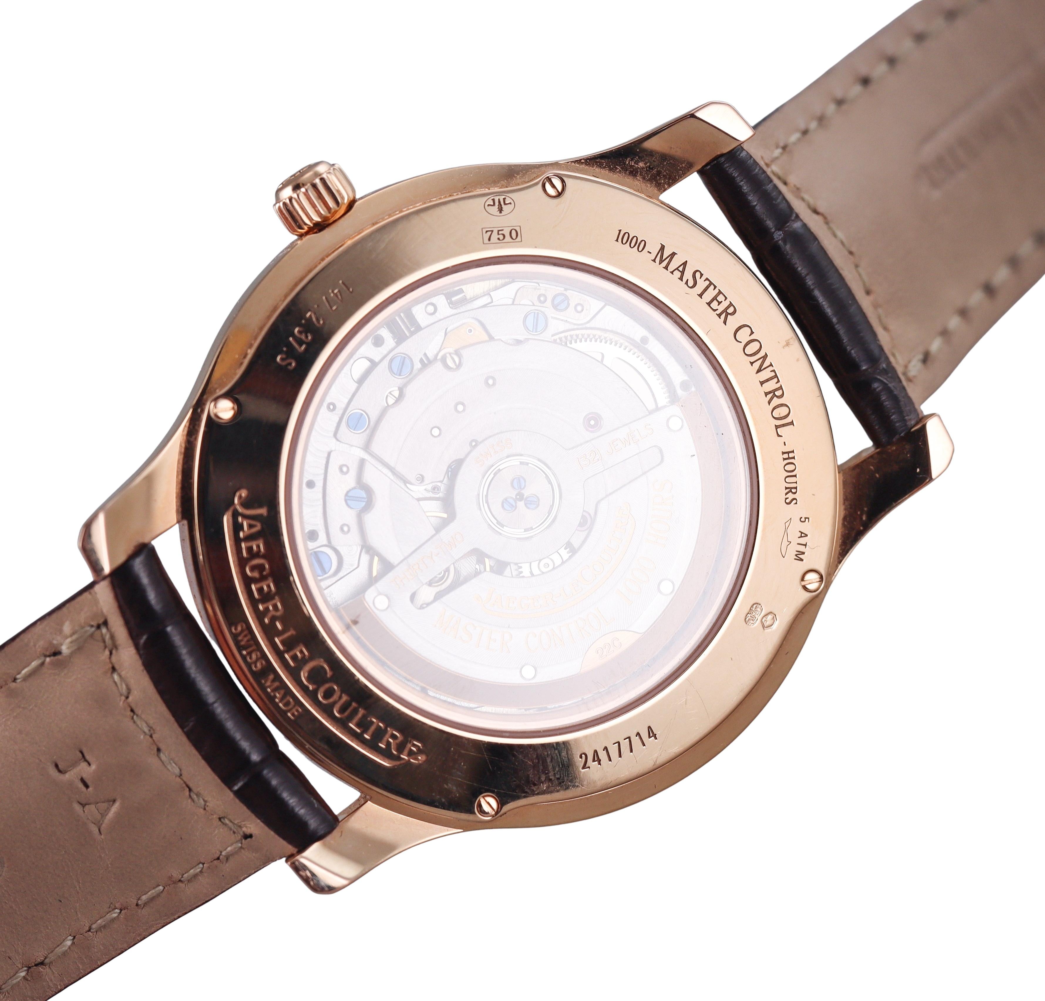 Jaeger-LeCoultre Master Control 18k Rose Gold Automatic Watch 147.2.37.S