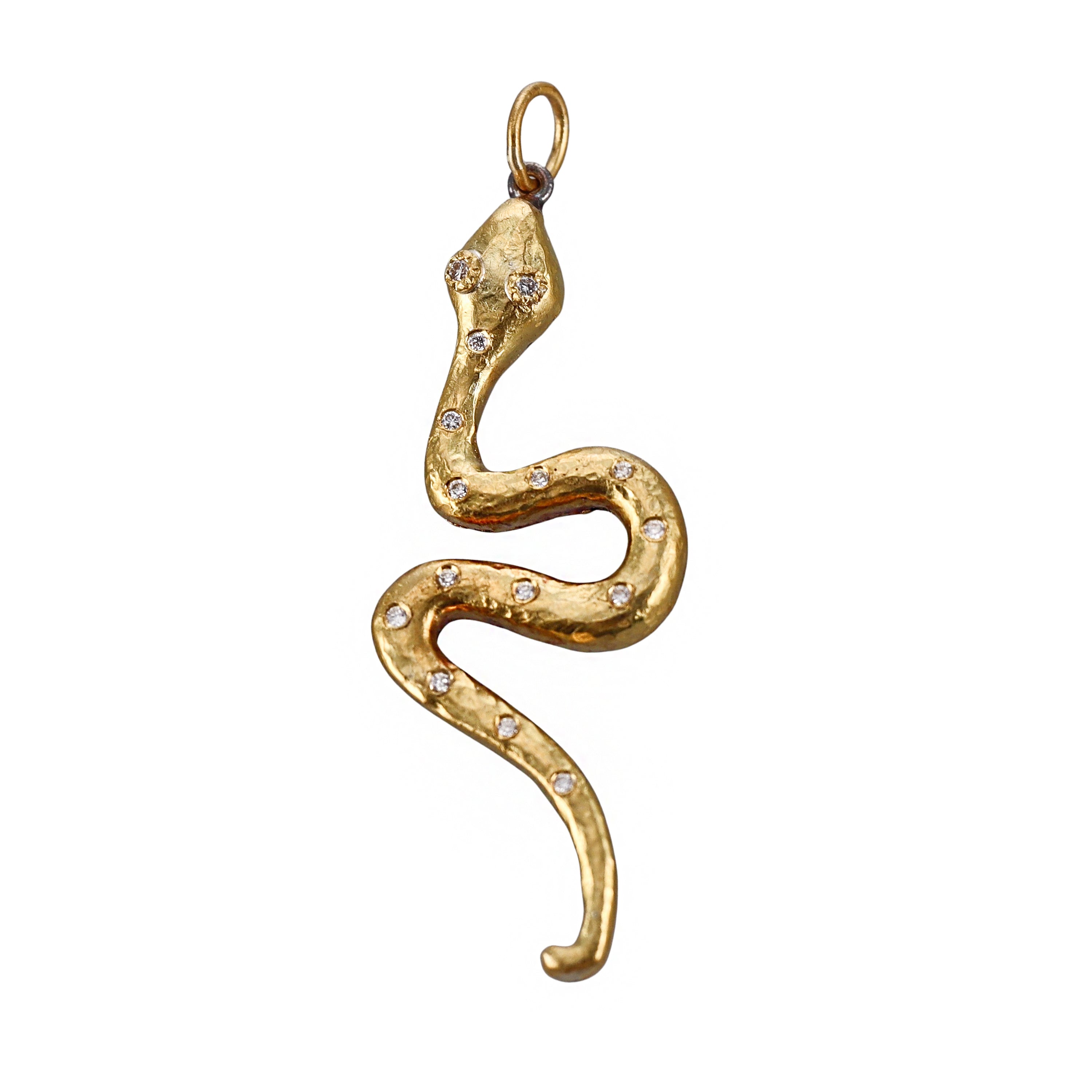 Ancient Inspired Gold Silver Diamond Snake Pendant