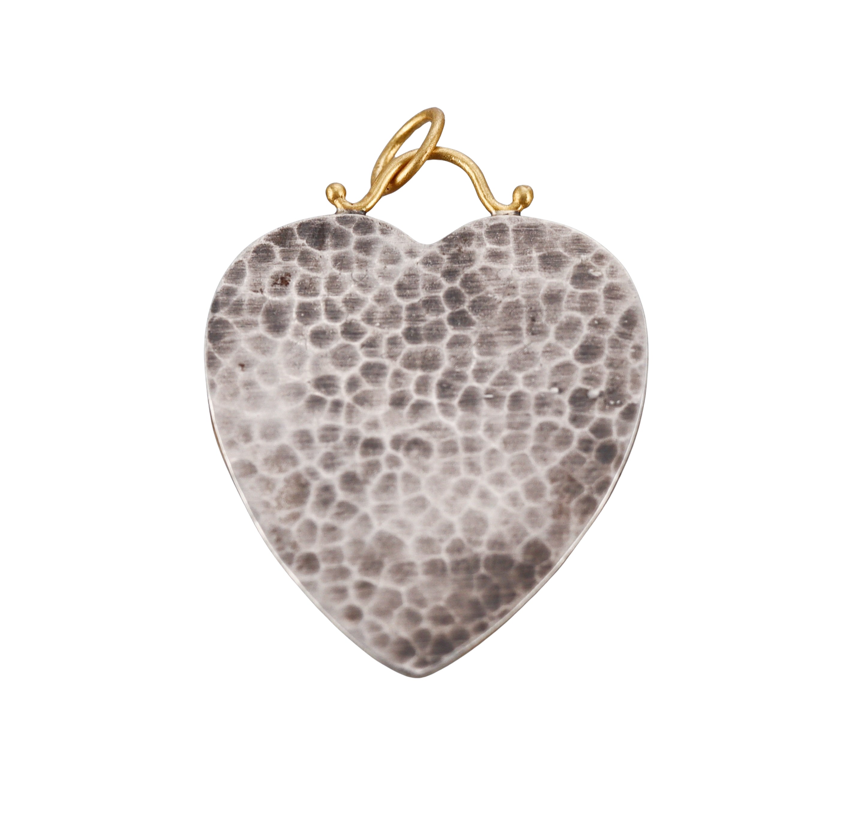 Ancient Inspired Gold Silver Diamond Cupid Heart Pendant